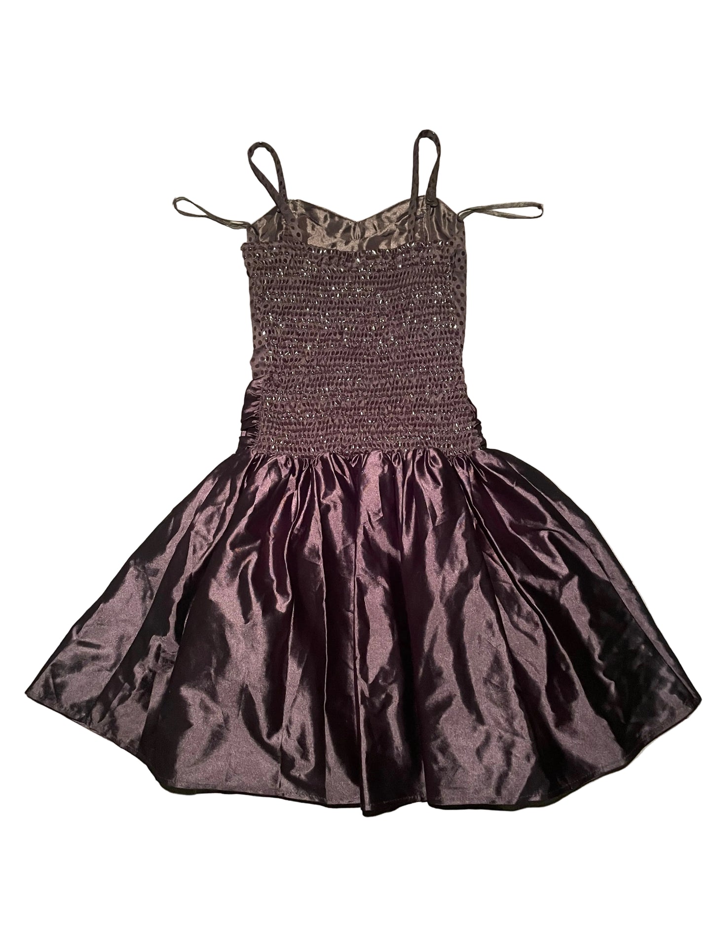 Ladies Y2K Polka Dot Goth Style Bow Prom Dress, Size 8