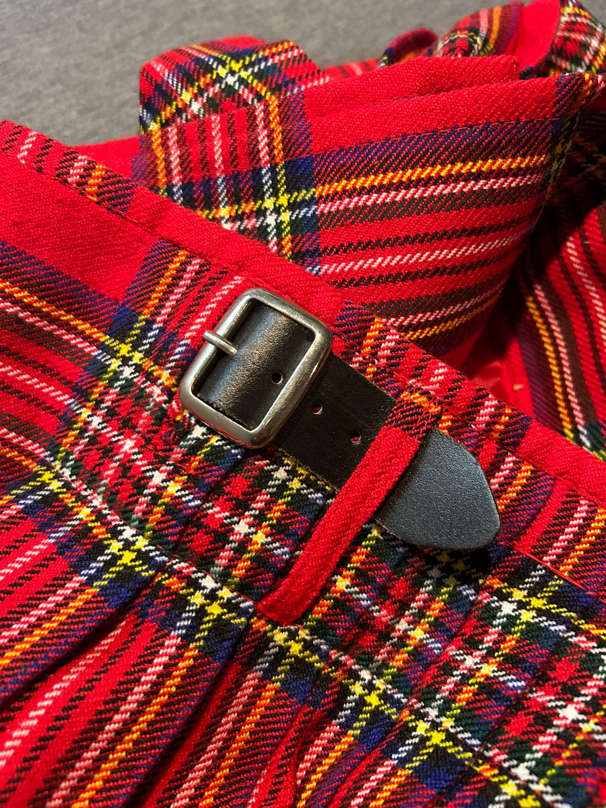 Ladies Tartan Belted Long Skirt, Size 32