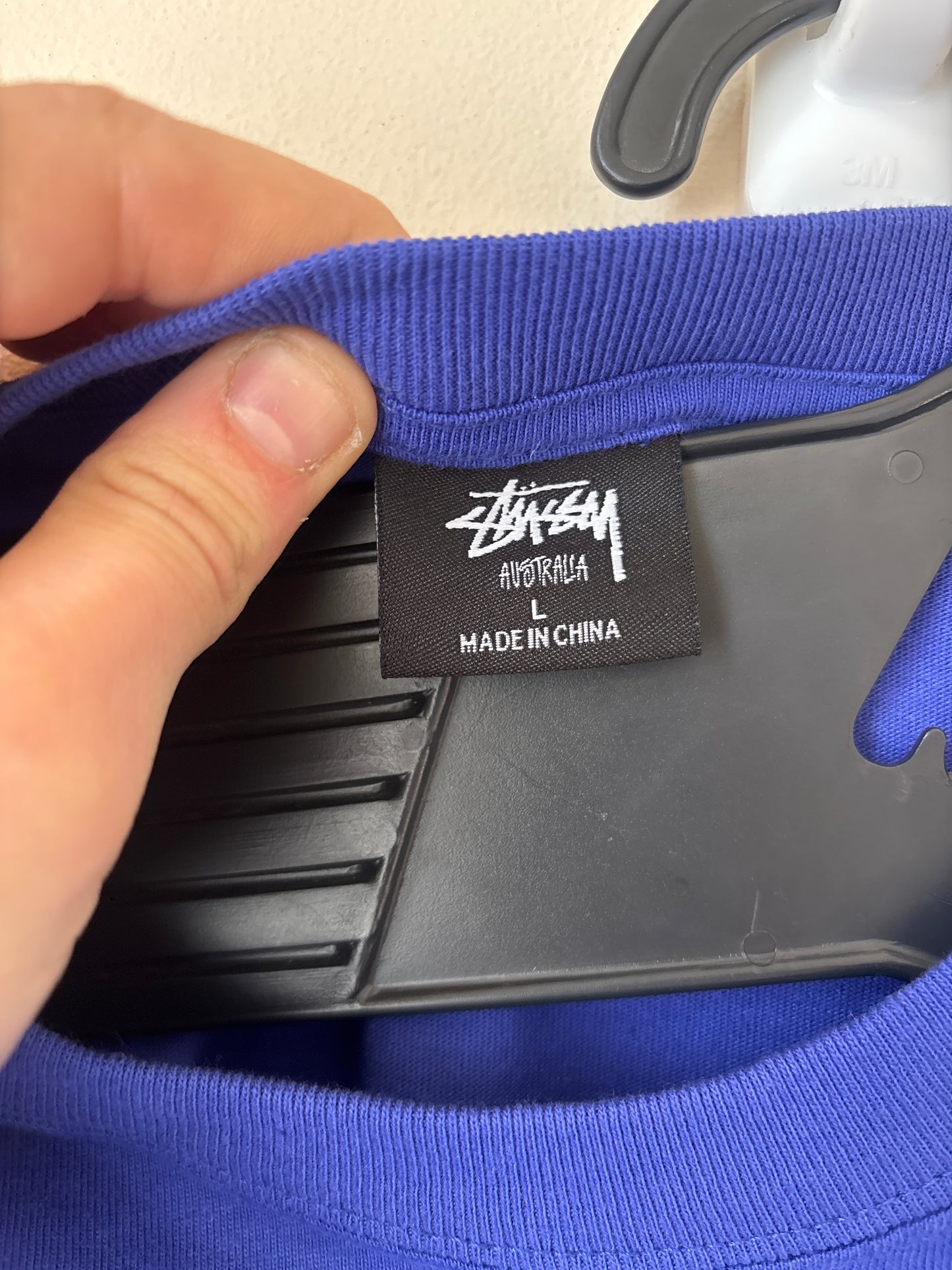Stussy Embroidered Logo T Shirt, Blue, Brand New Deadstock, Size L
