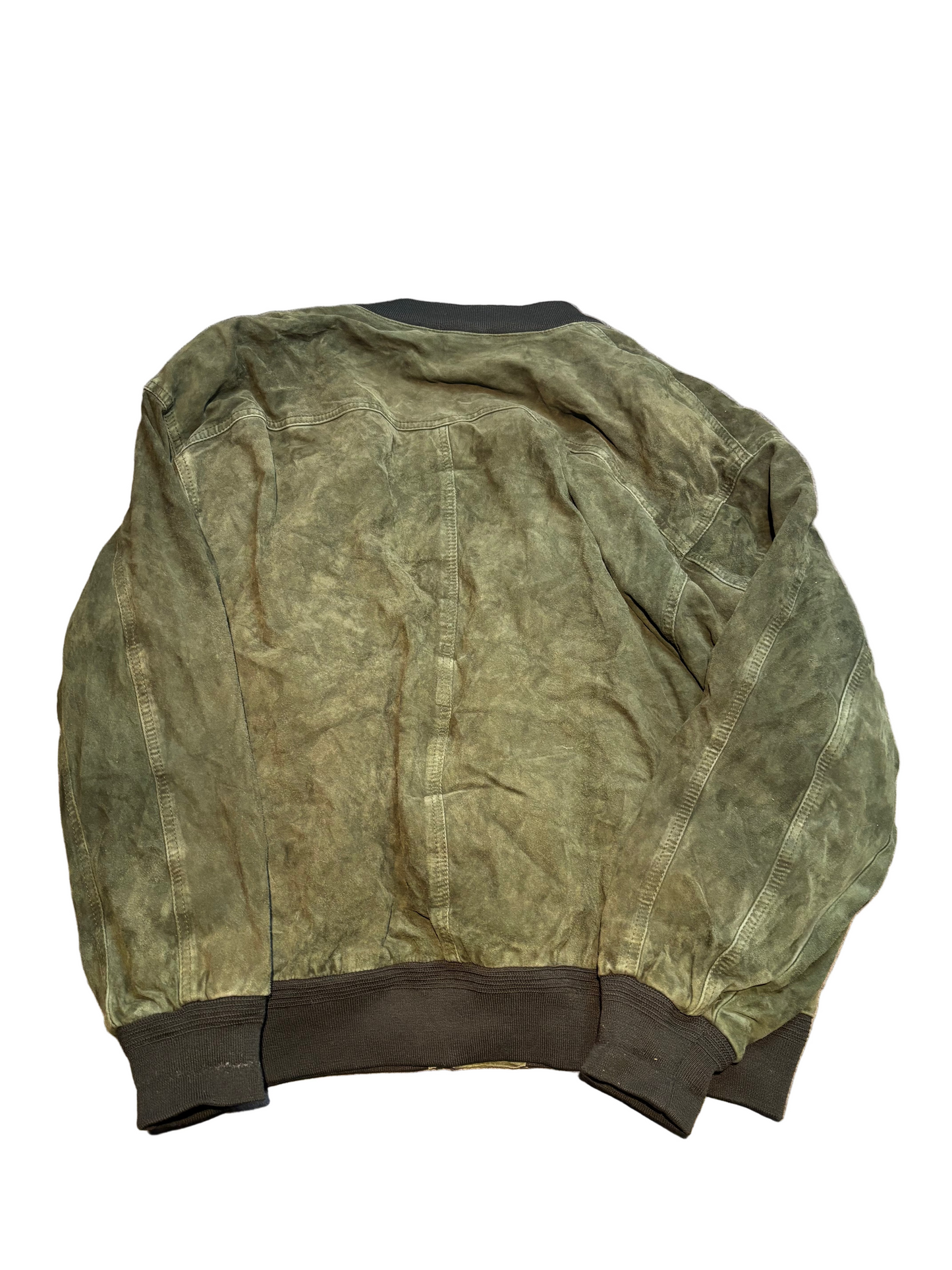 Green Suede Trucker Jacket, Approx XL/XXL
