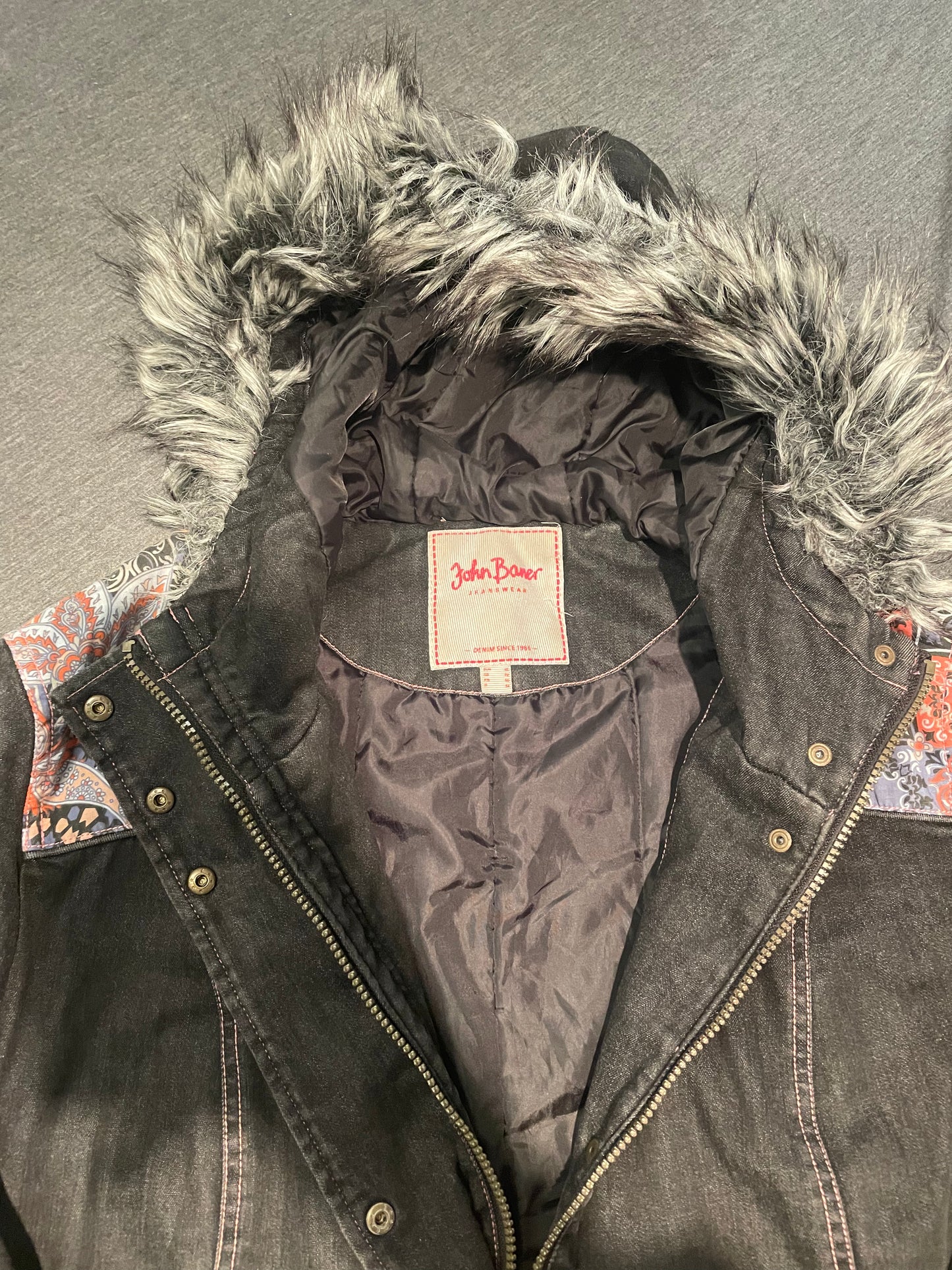 John Baner Denim Hooded Retro Ski Jacket, Ladies XL