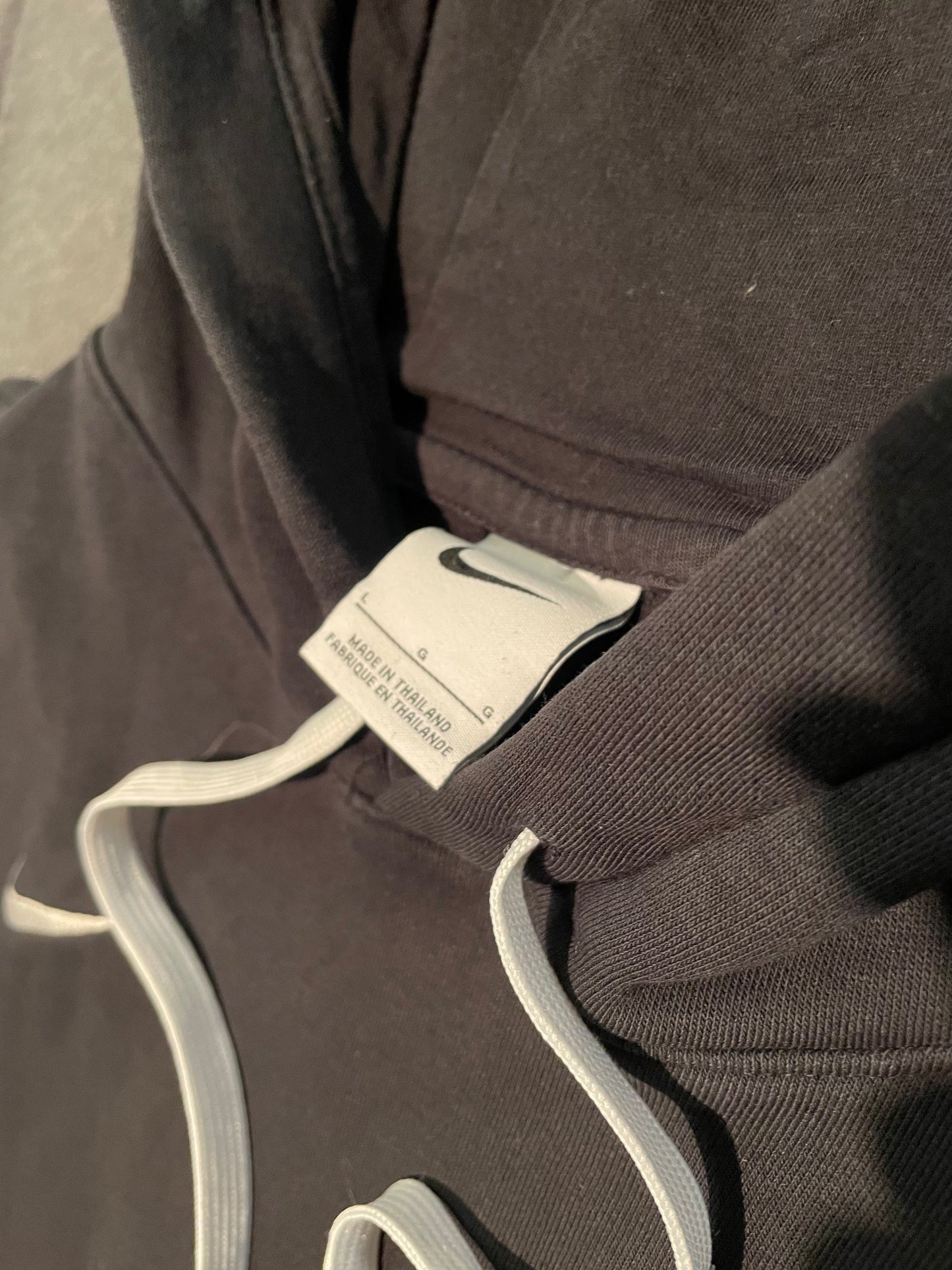 Nike Black Hoodie, Swoosh Detail, Size L