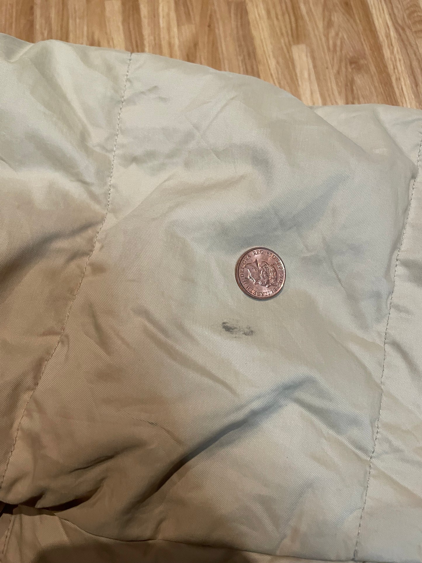 Burberry Doudone Puffer Down Jacket, Cream, Size S/M