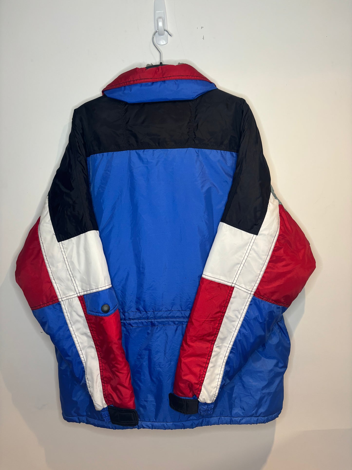Crane Sports Retro 90s Ski Instructor Jacket, Red White & Blue, XL