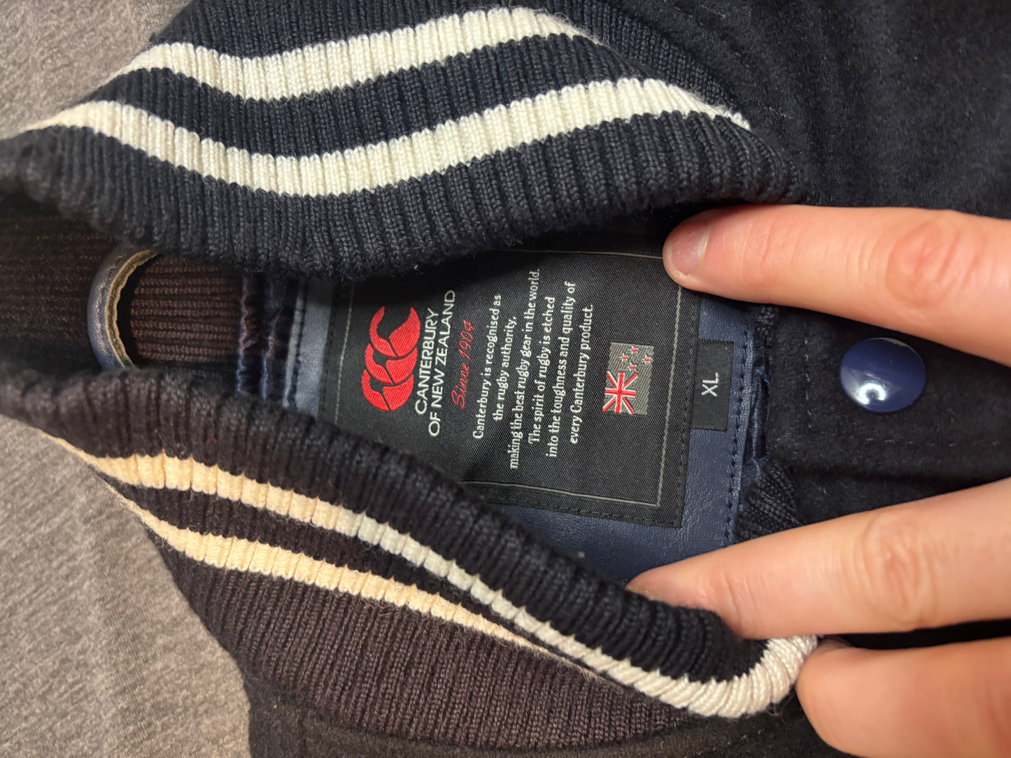 Quilt Lined Rugby Varsity Jacket, XL