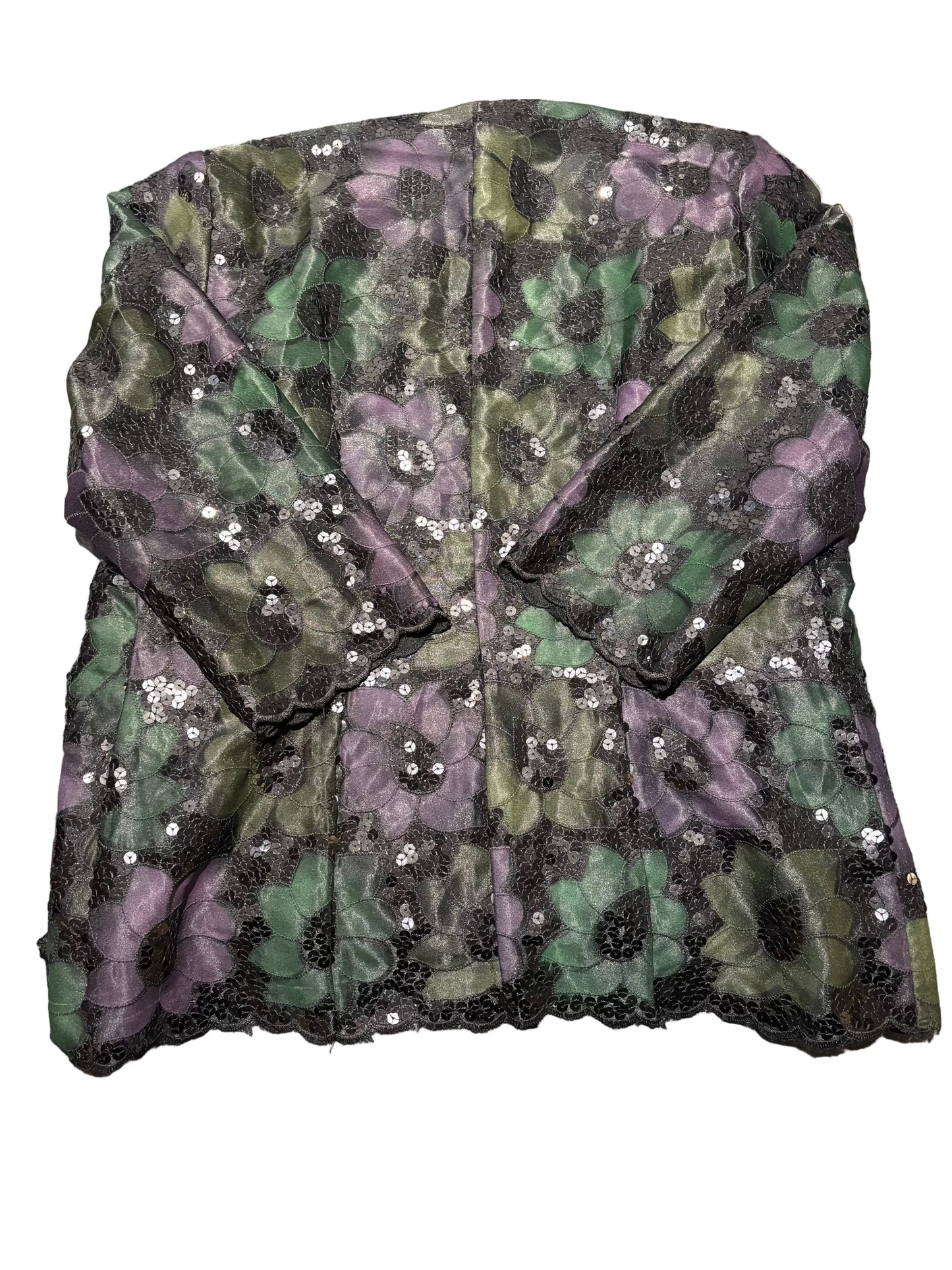 Ladies 70s Sequin Floral Shirt, Size M