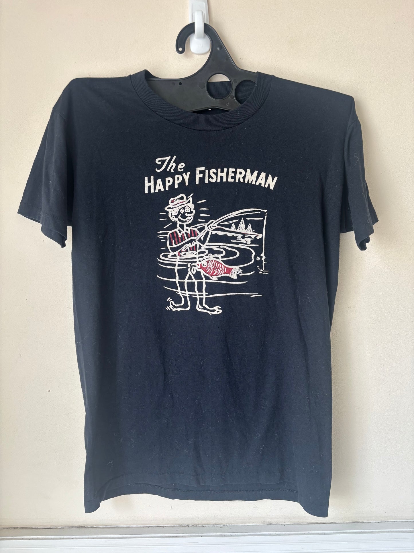 90s Single Stitch “Happy Fisherman” T-Shirt, Size L