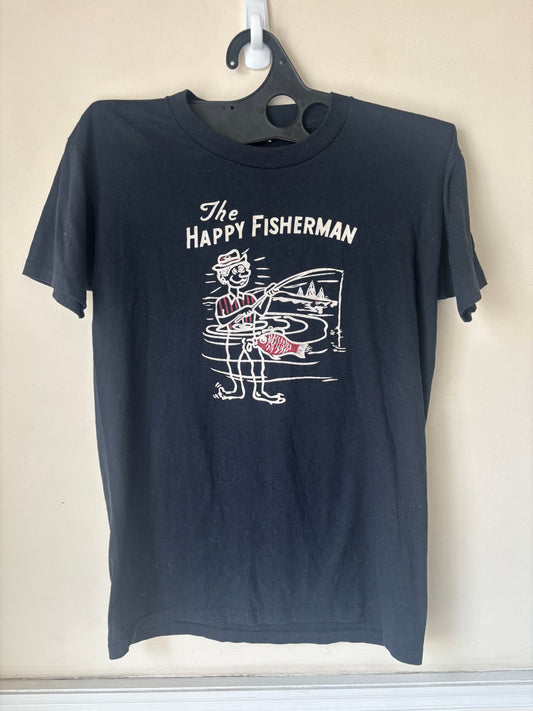 90s Single Stitch “Happy Fisherman” T-Shirt, Size L