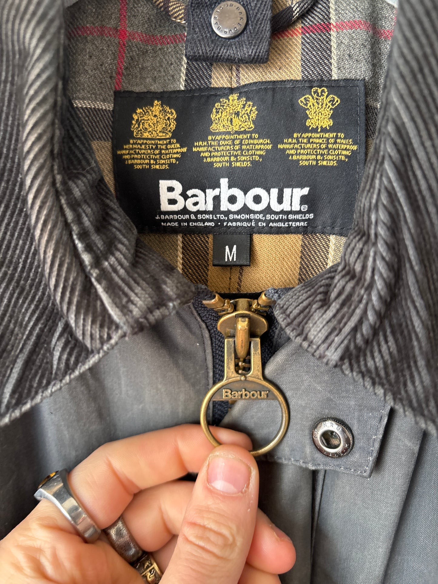 Barbour Ashby Wax Jacket, Grey, Size M