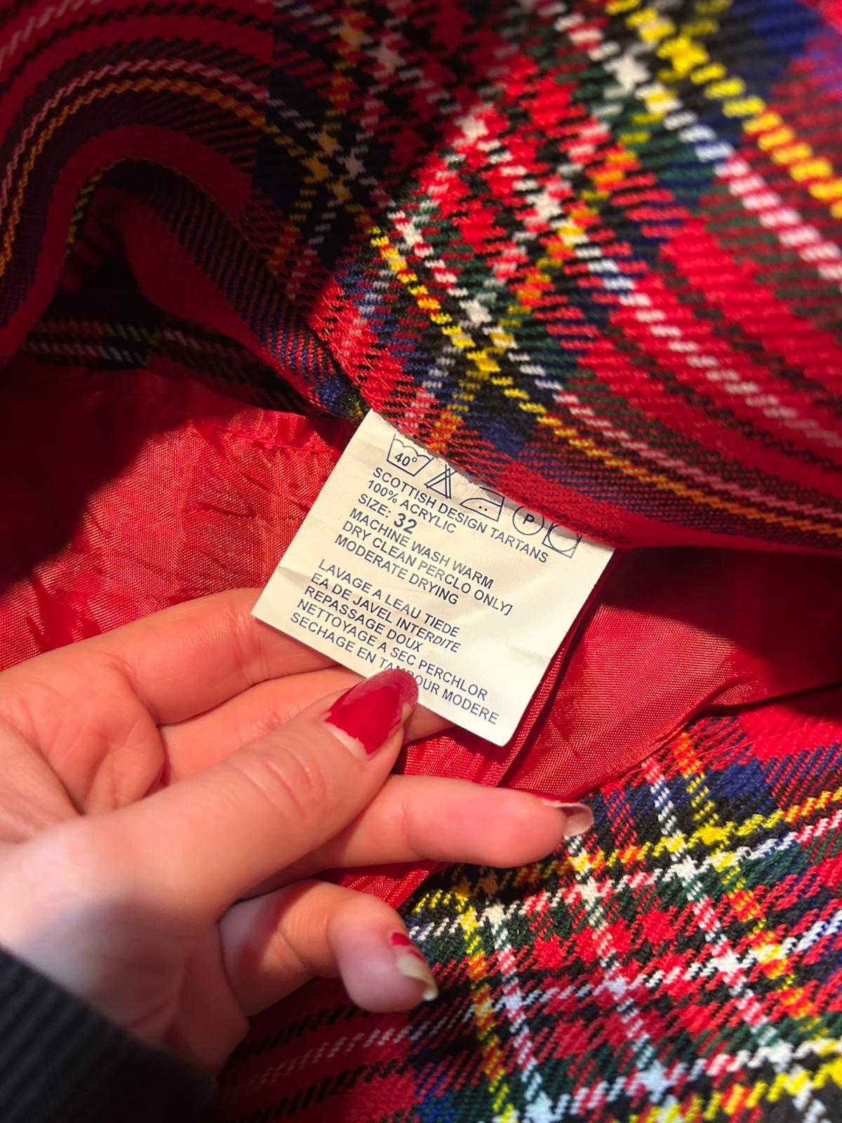 Ladies Tartan Belted Long Skirt, Size 32