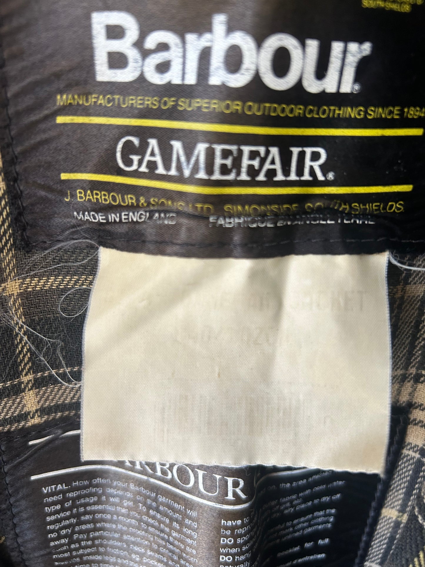 Barbour Gamefair Wax Jacket, Size 40” M