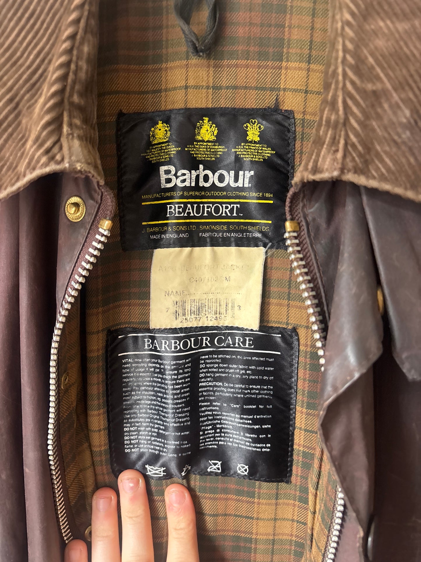 Barbour Beaufort Wax Jacket, Size 40 / M