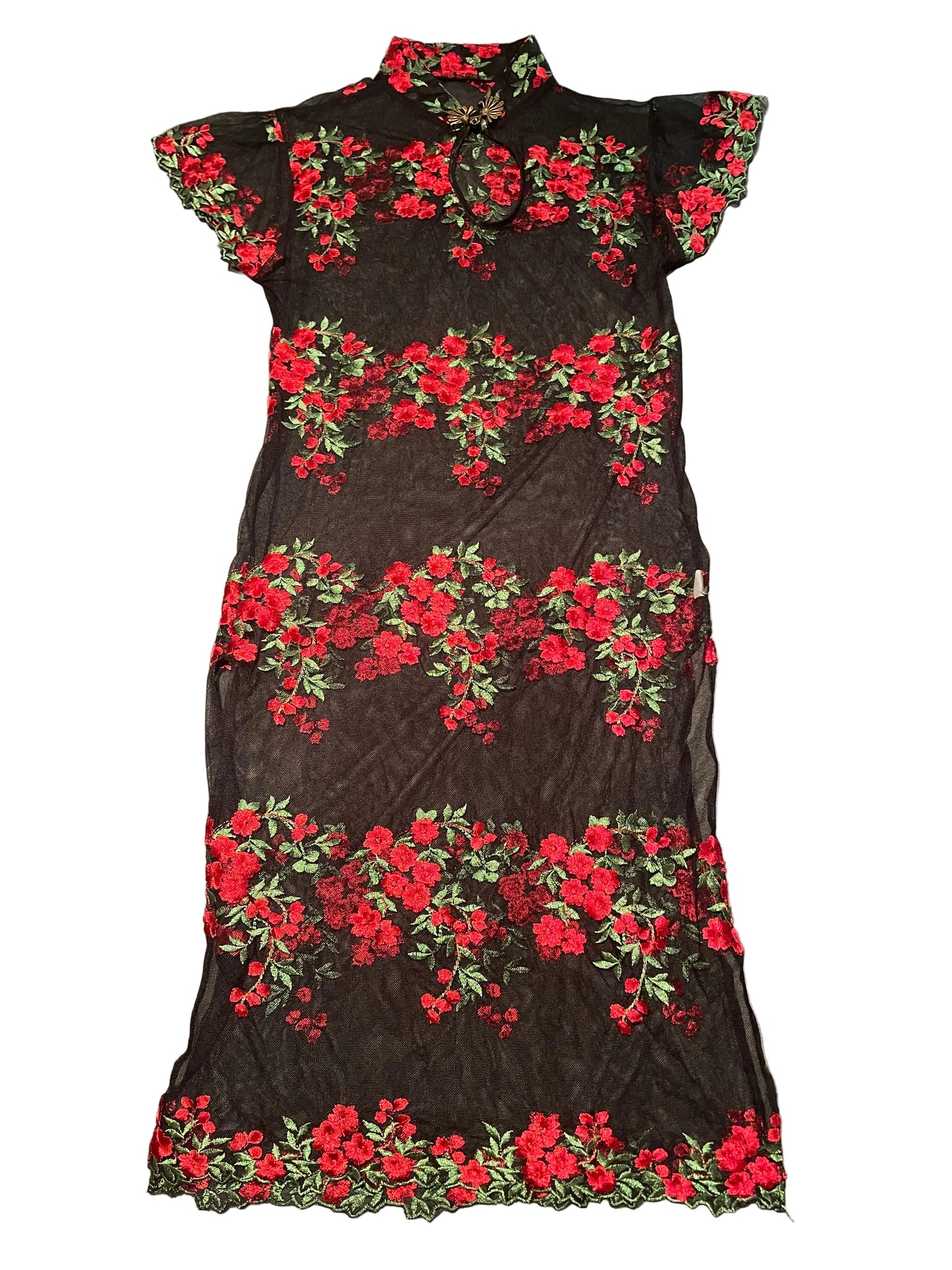 Ladies Floral Sheer Dress, Size L