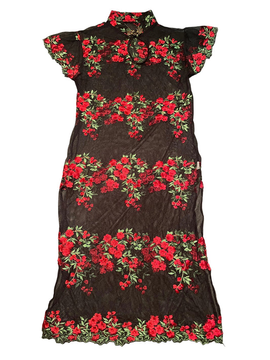 Ladies Floral Sheer Dress, Size L