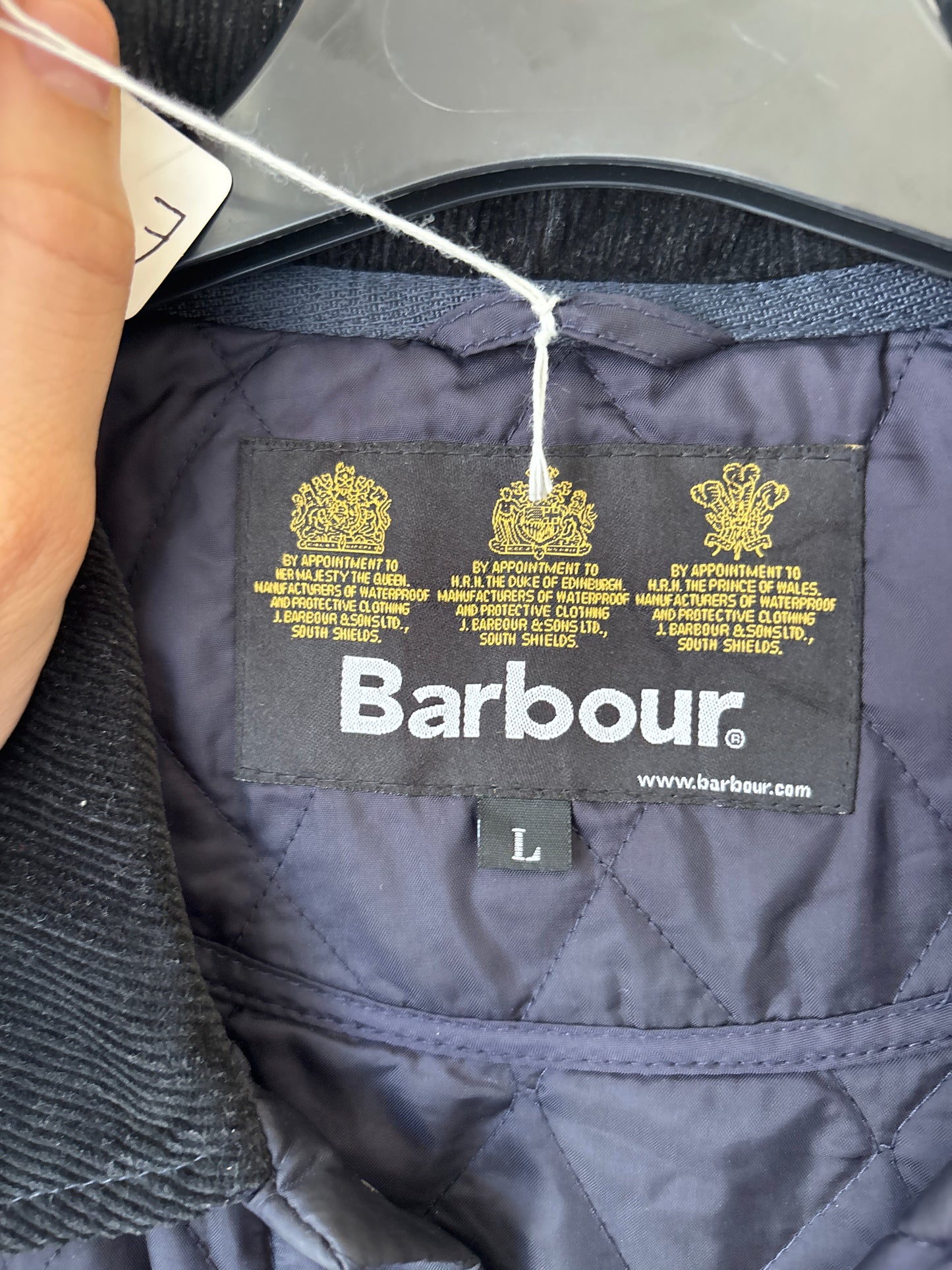 Barbour Navy Quilted Jacket, Size L