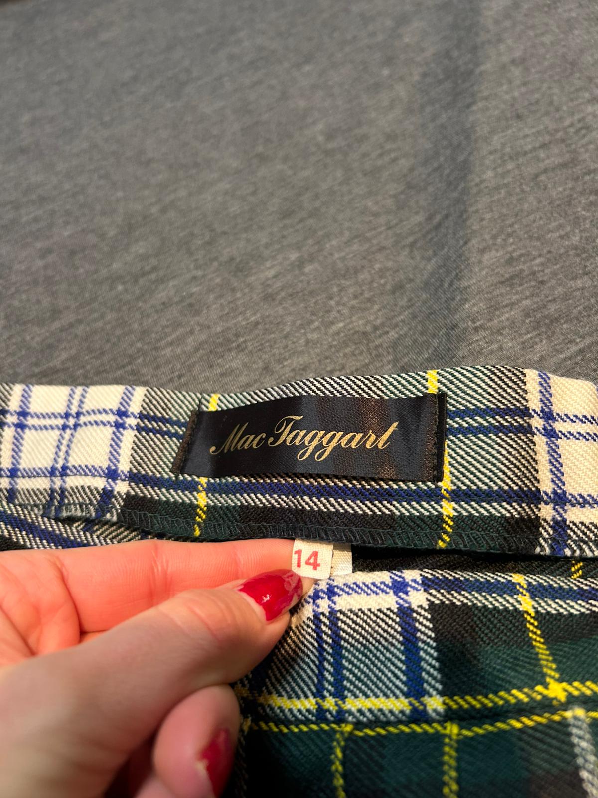 Ladies Y2K “Mac Taggart” Tartan Belted Skirt, Size 14