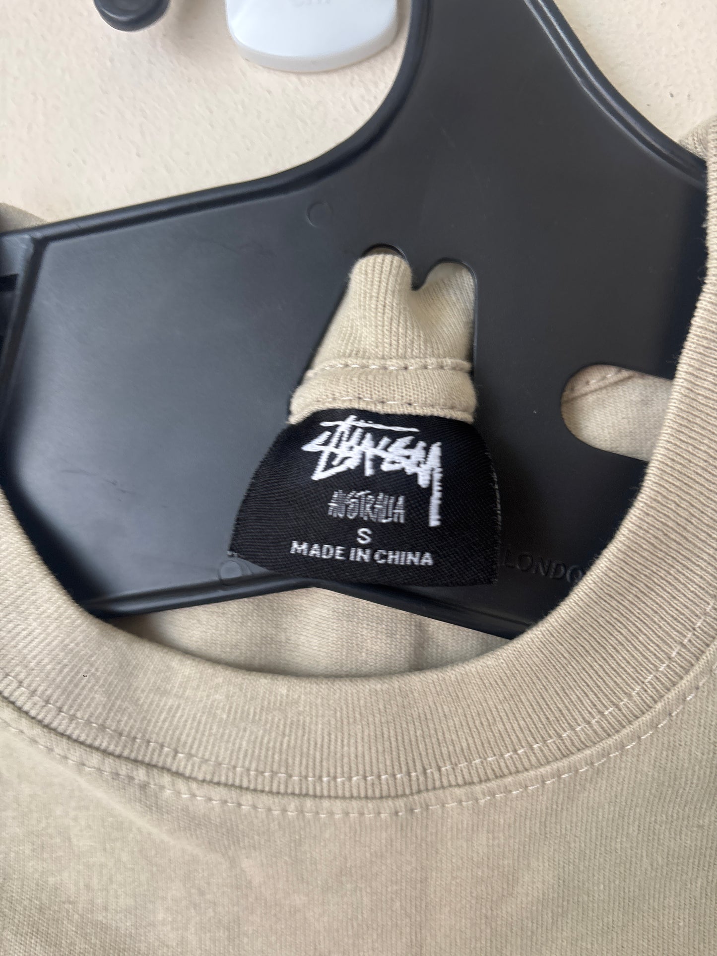 Stussy Pocket Retro Logo T Shirt, Cream, Brand New Deadstock, Size S