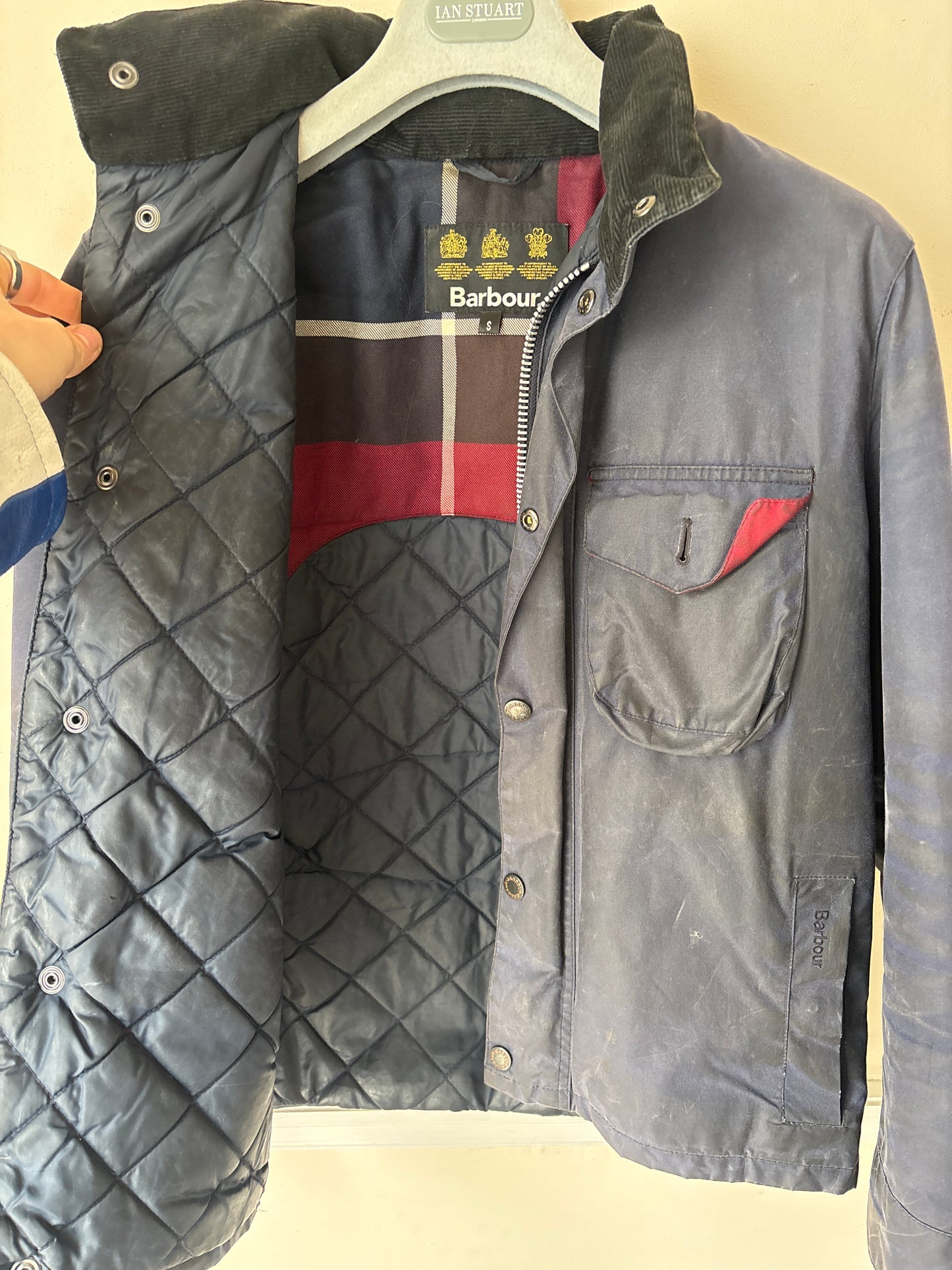 Barbour Netherley Wax Jacket, Blue, Size S
