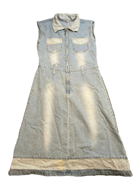 Ladies Denim Maxi Sleeveless Dress, Size L