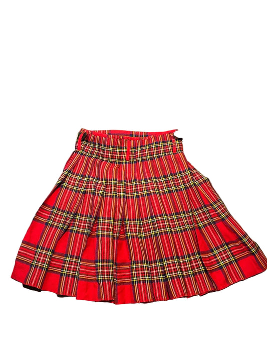 Ladies Tartan Belted Long Skirt, Size 32