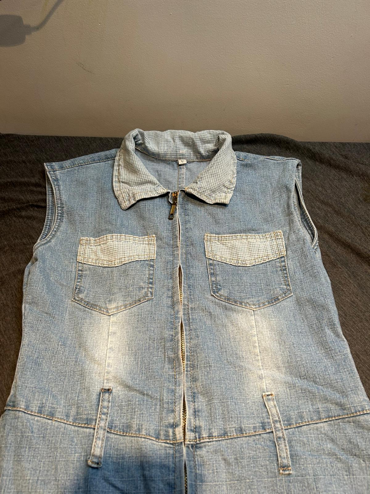 Ladies Denim Maxi Sleeveless Dress, Size L