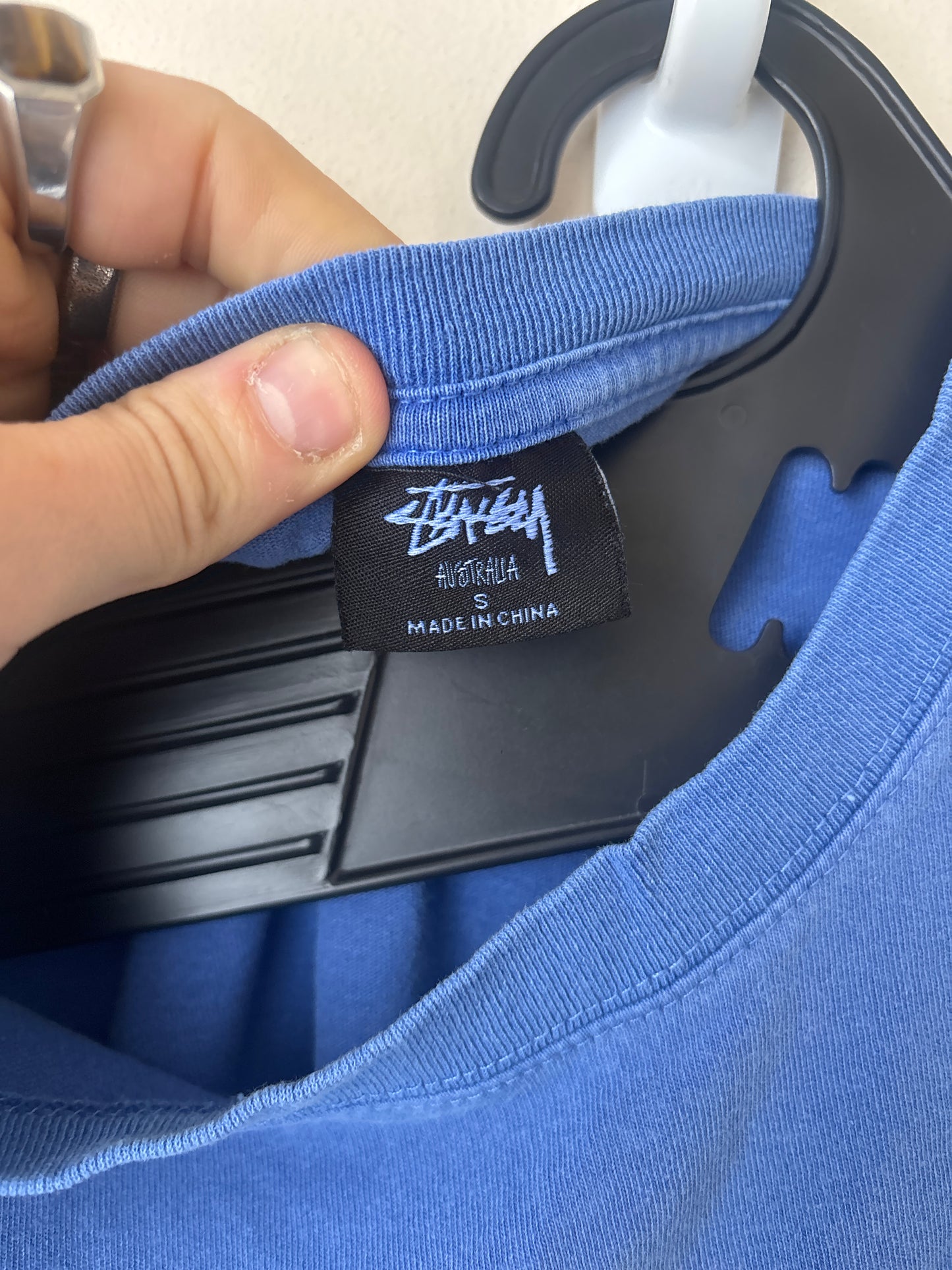 Stussy Classic Logo T shirt, Brand New Deadstock, Blue, Size S