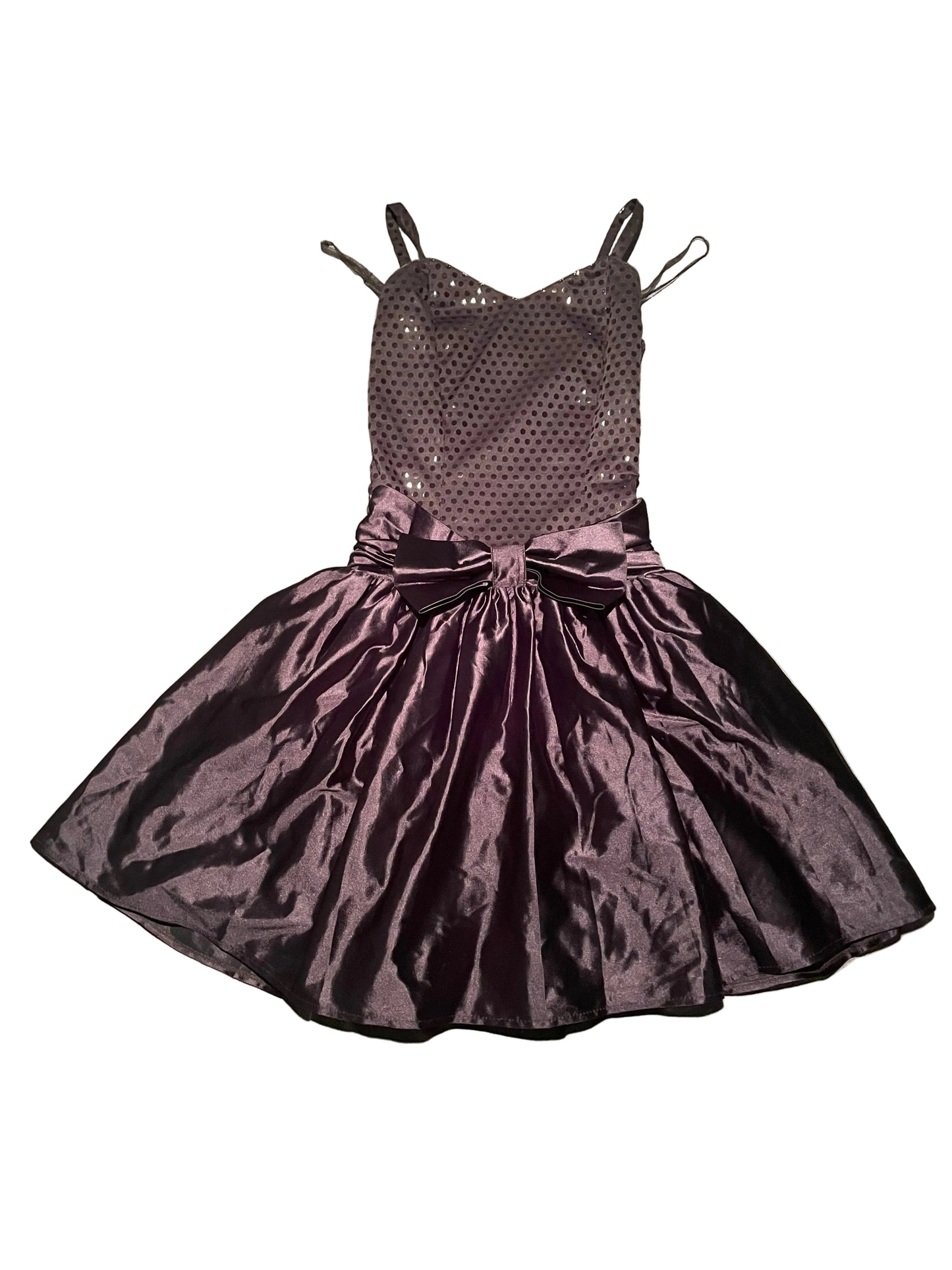 Ladies Y2K Polka Dot Goth Style Bow Prom Dress, Size 8