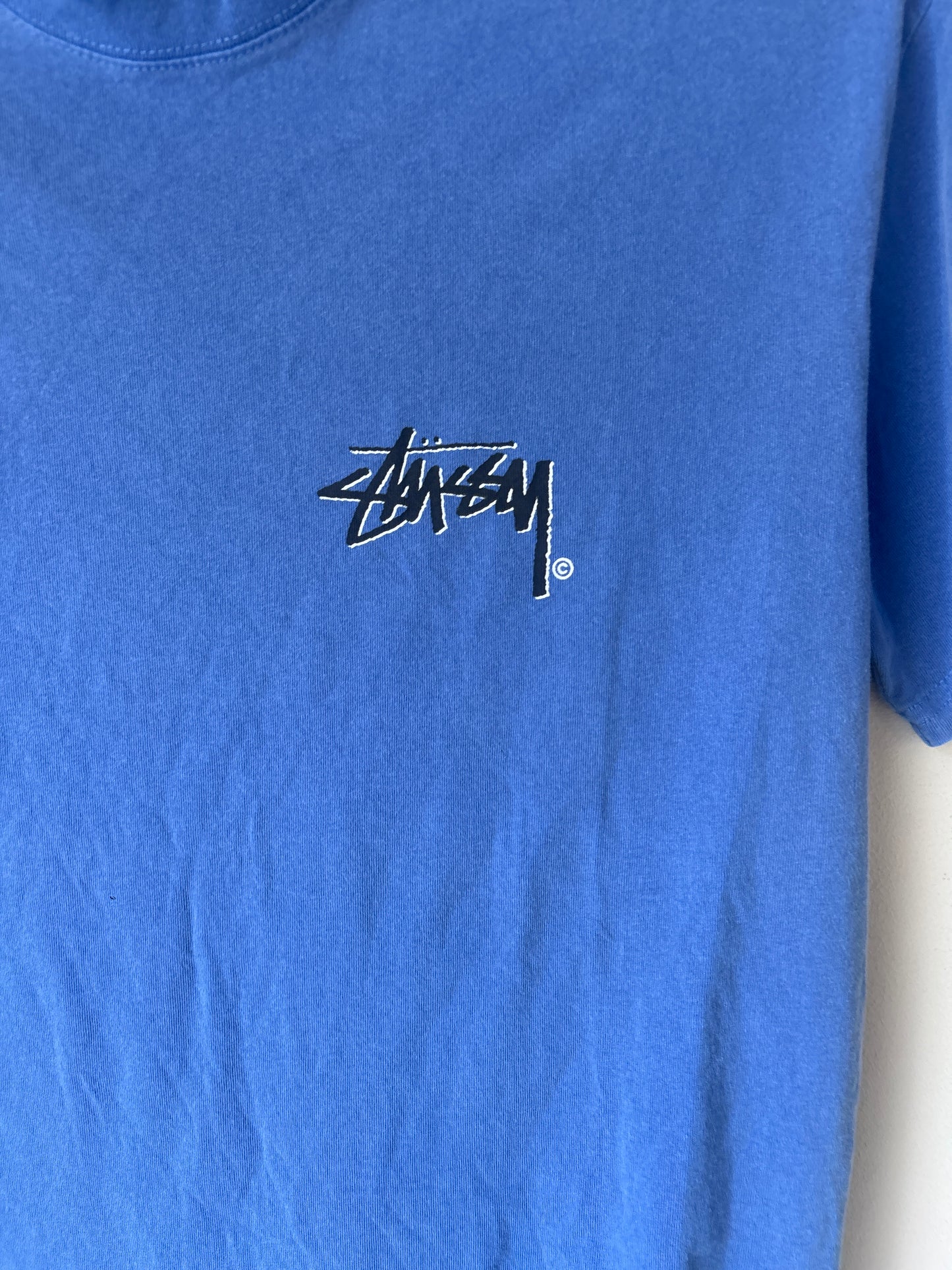Stussy Classic Logo T shirt, Brand New Deadstock, Blue, Size S