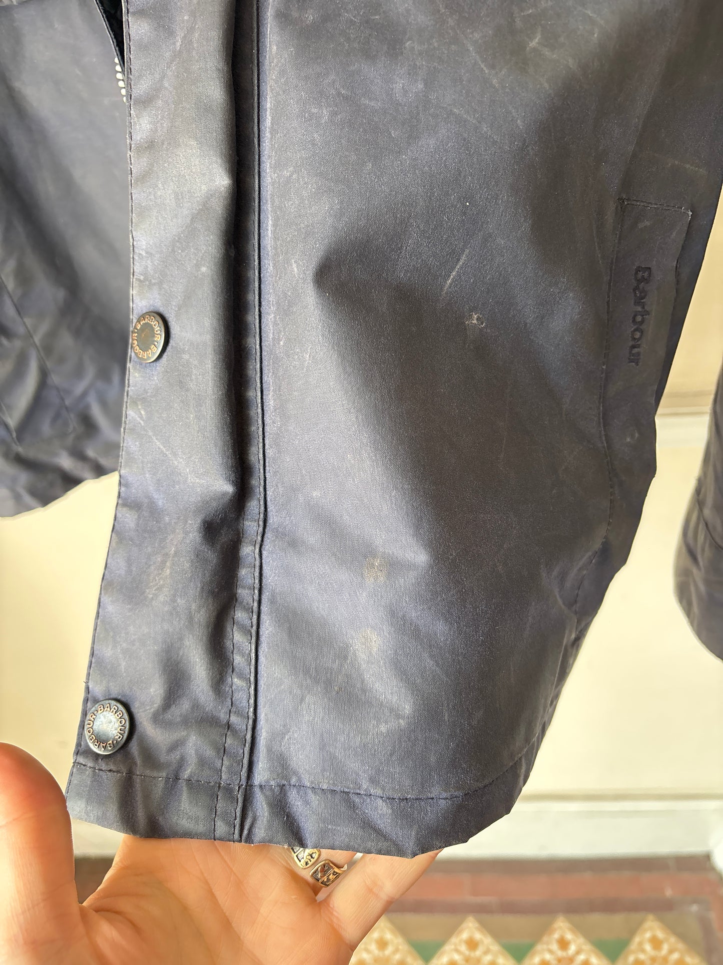 Barbour Netherley Wax Jacket, Blue, Size S