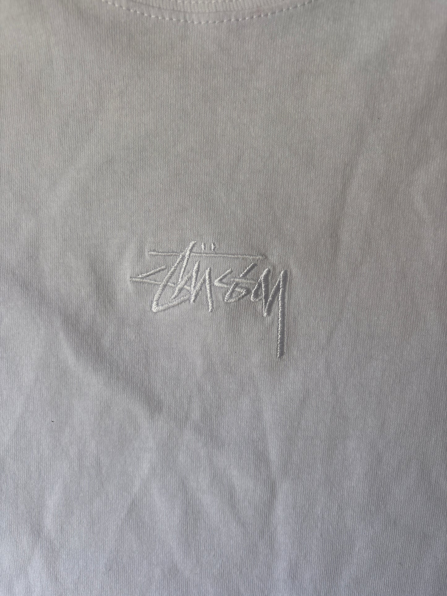 Stussy Embroidered Logo T Shirt, White, Brand New Deadstock, Size L