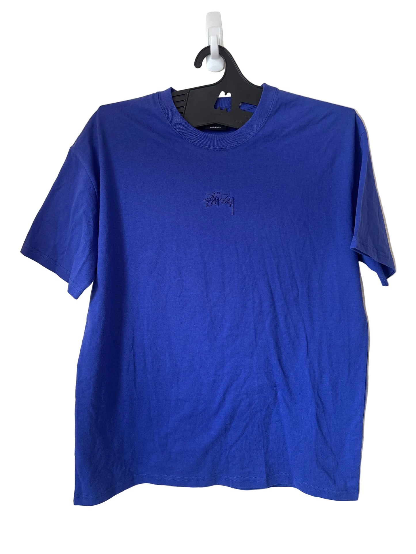Stussy Embroidered Logo T Shirt, Blue, Brand New Deadstock, Size L