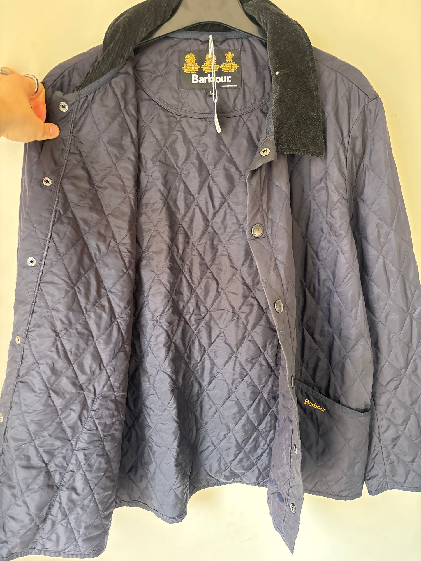 Barbour Navy Quilted Jacket, Size L