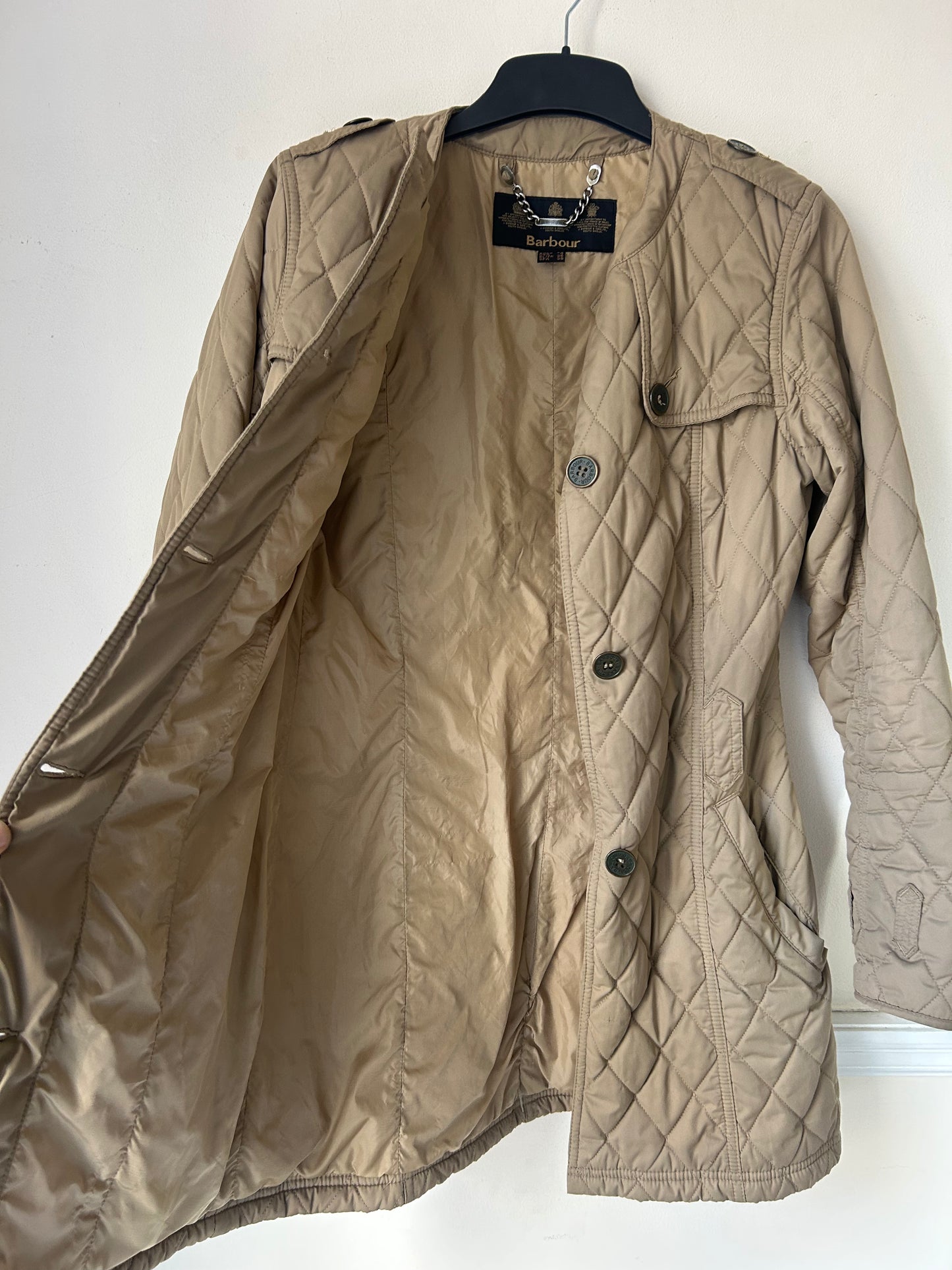 Barbour Elle Quilted Belted Trench Coat, Ladies Size 8 / XS