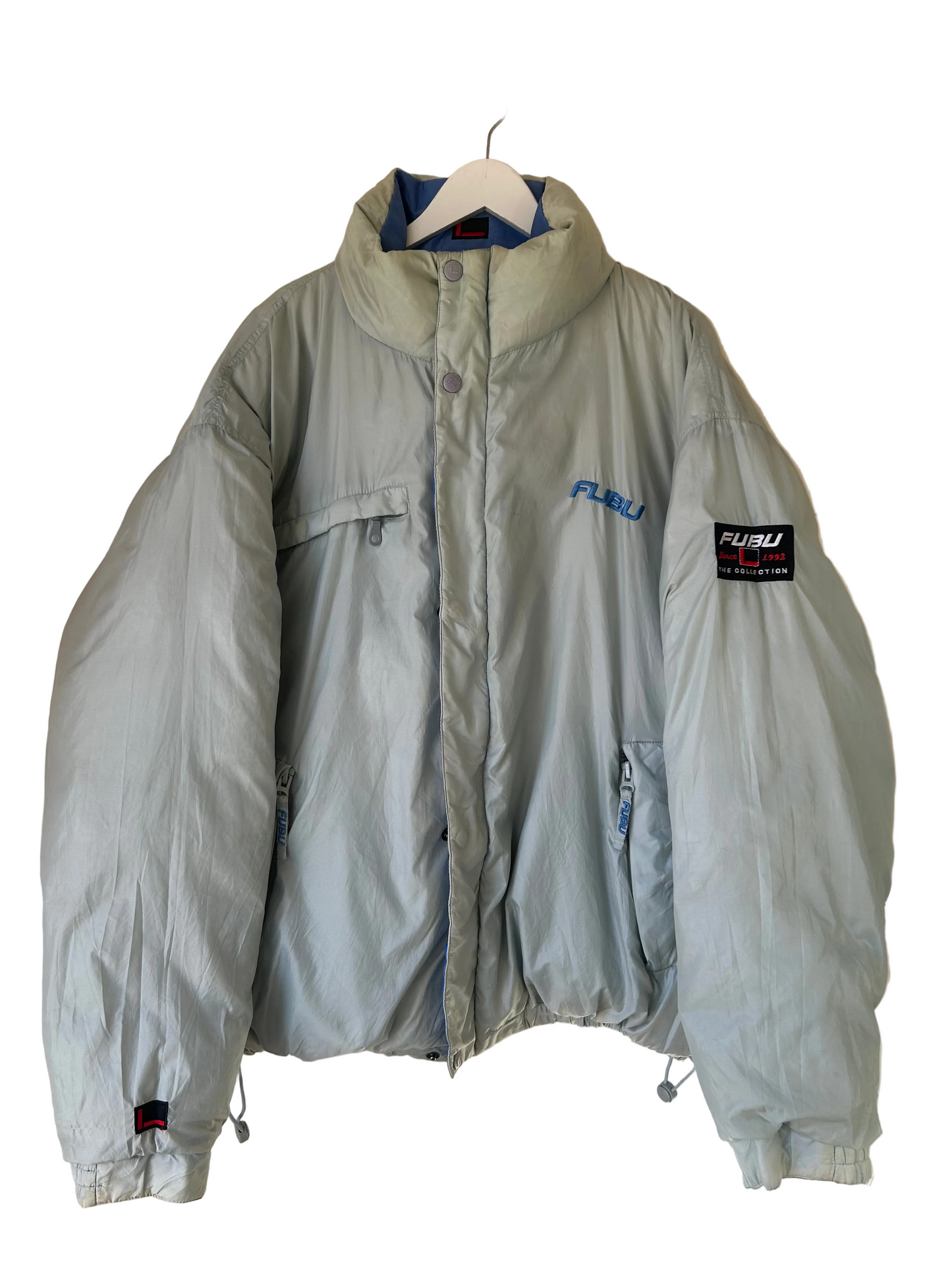 Fubu 90s Hip Hop Collection Reversible Down Puffer Jacket, Oversized XXL, 52”