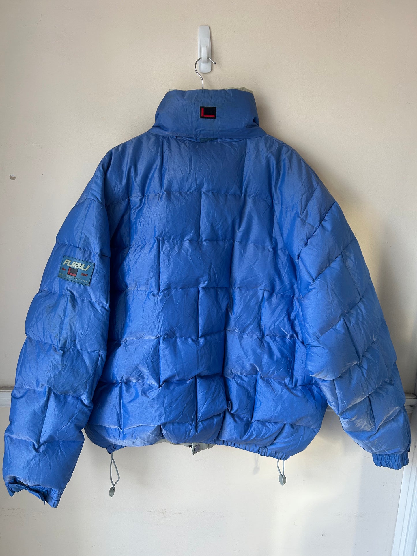 Fubu 90s Hip Hop Collection Reversible Down Puffer Jacket, Oversized XXL, 52”