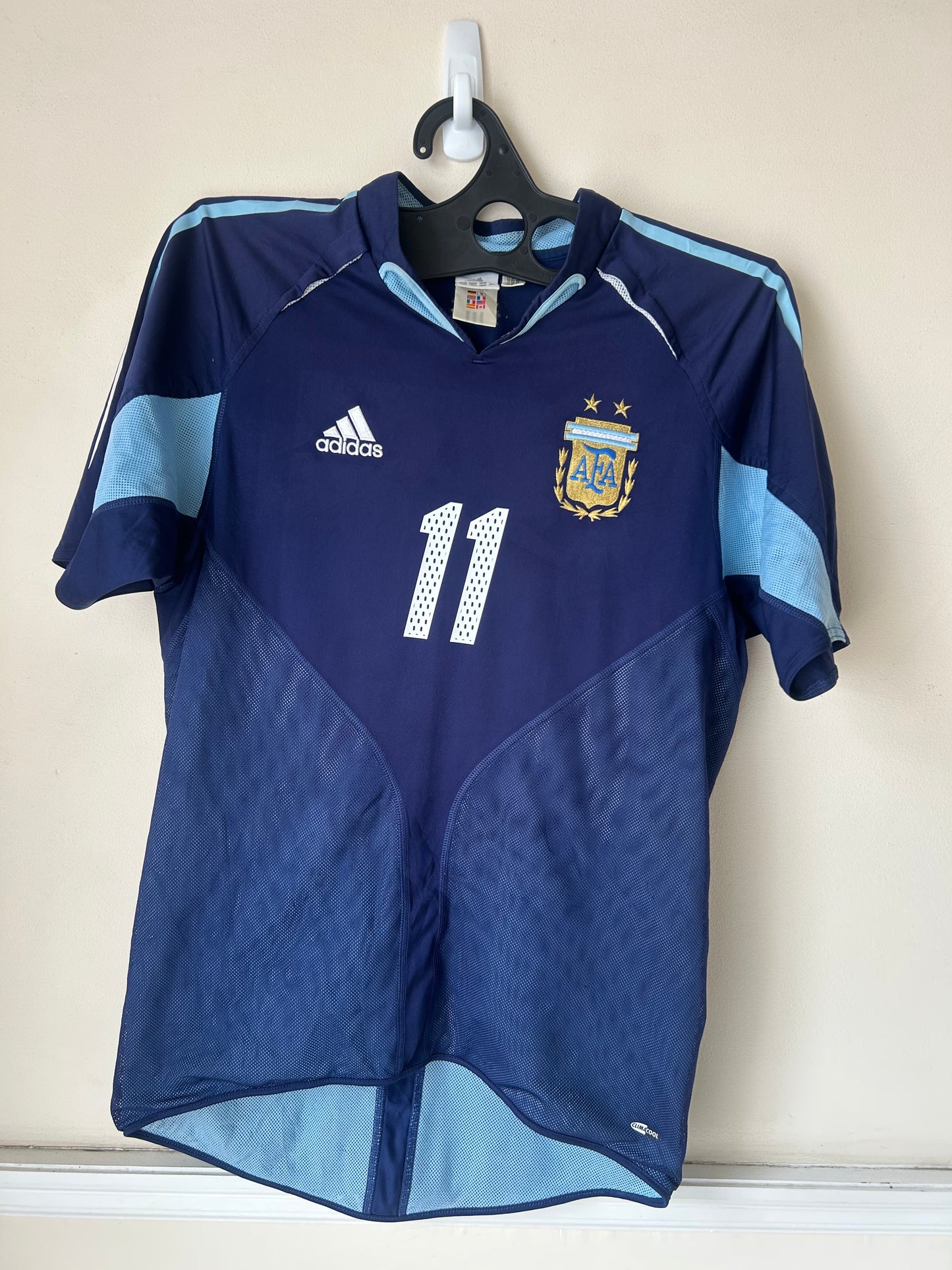 2004/2005 Argentina Away Shirt by Adidas, #11 Tevez, Size M