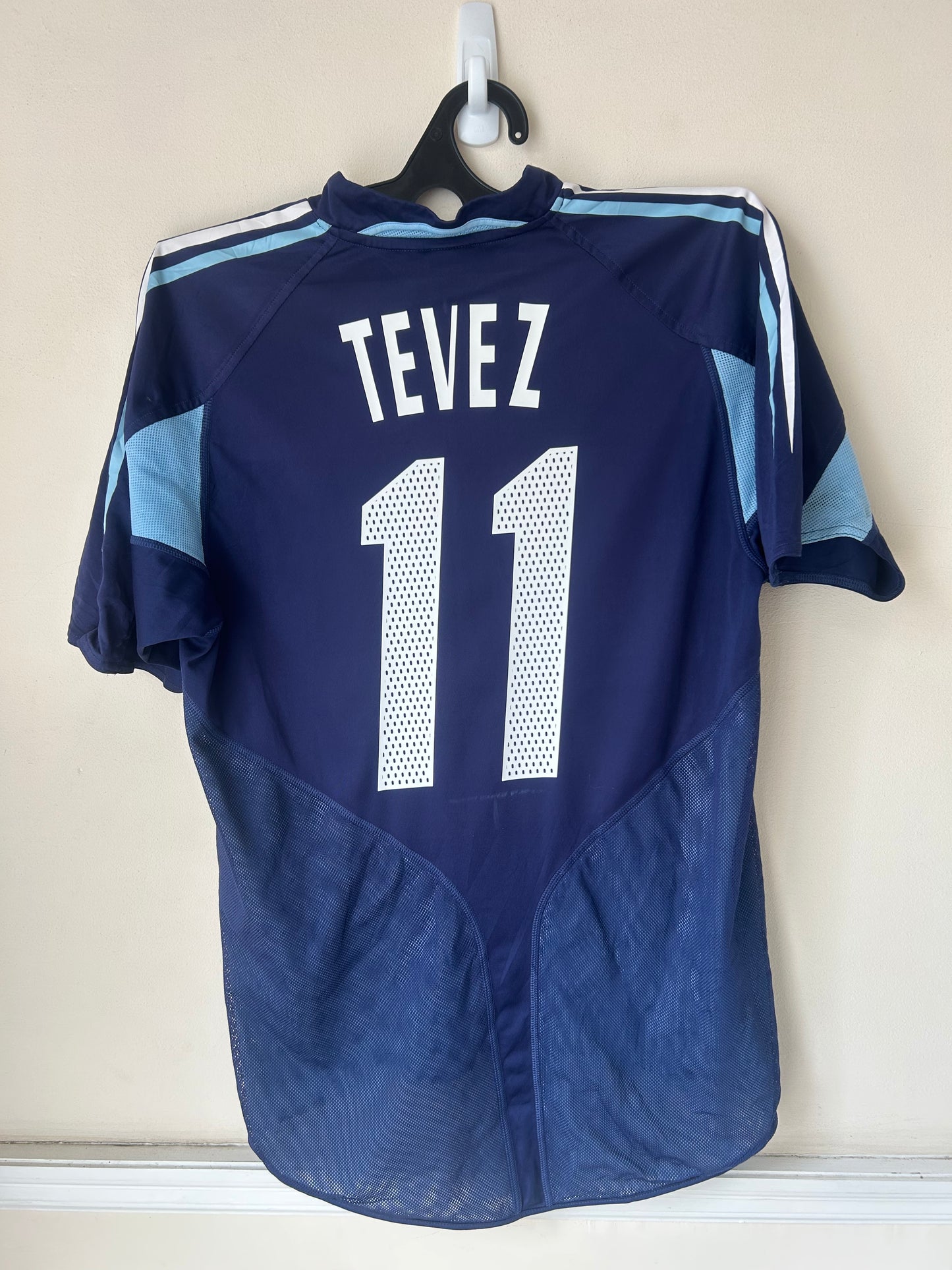 2004/2005 Argentina Away Shirt by Adidas, #11 Tevez, Size M