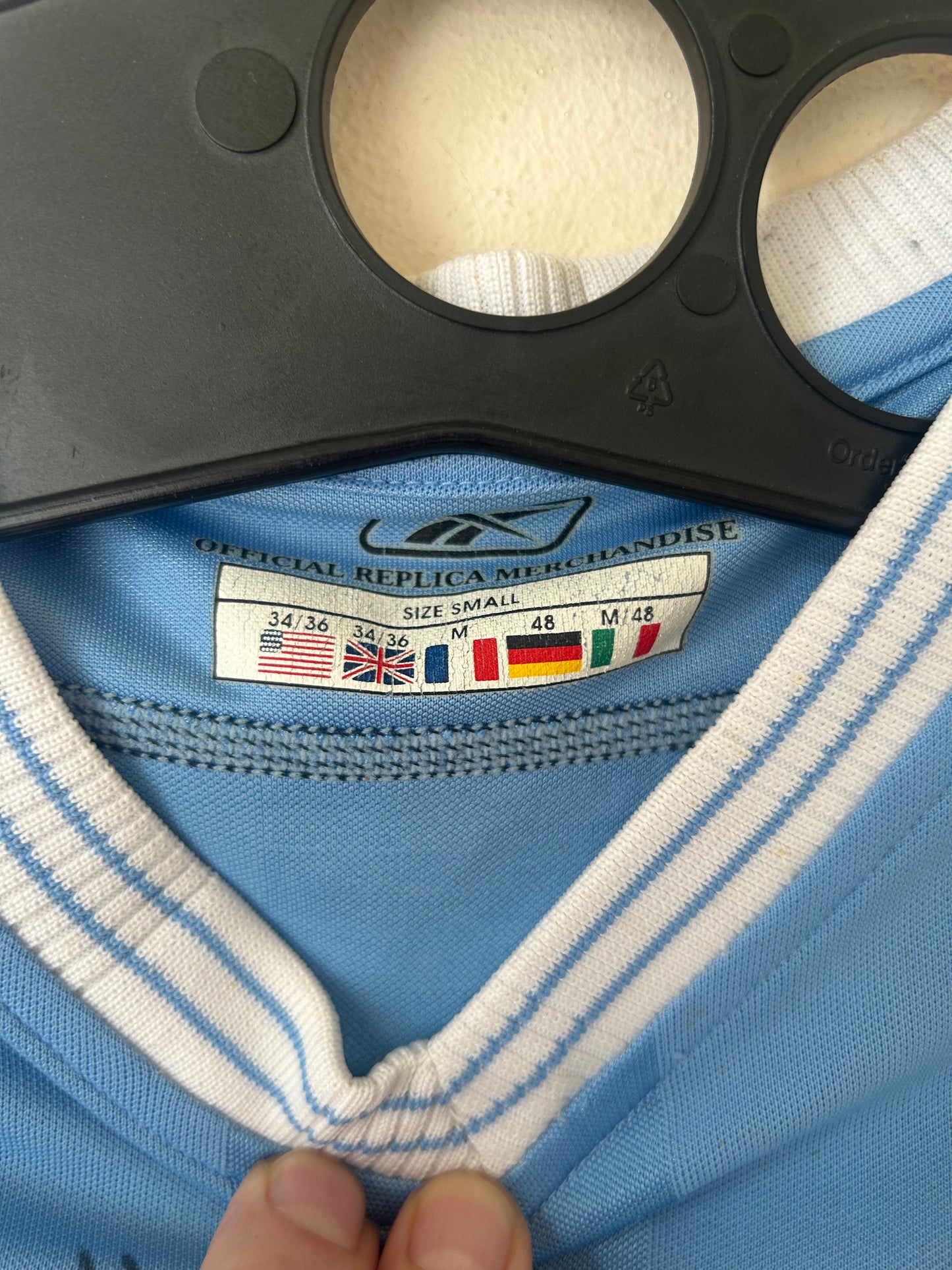 2003/4 Man City Home Football Shirt by Reebok, SIGNED by Danny Mills & David James, Size M