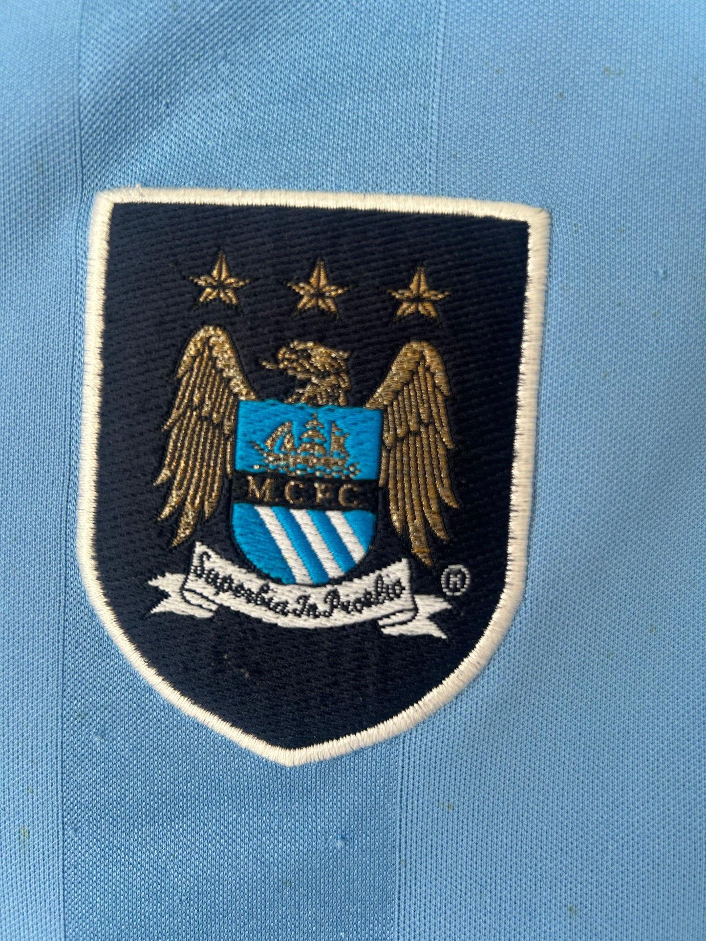 2003/4 Man City Home Football Shirt by Reebok, SIGNED by Danny Mills & David James, Size M