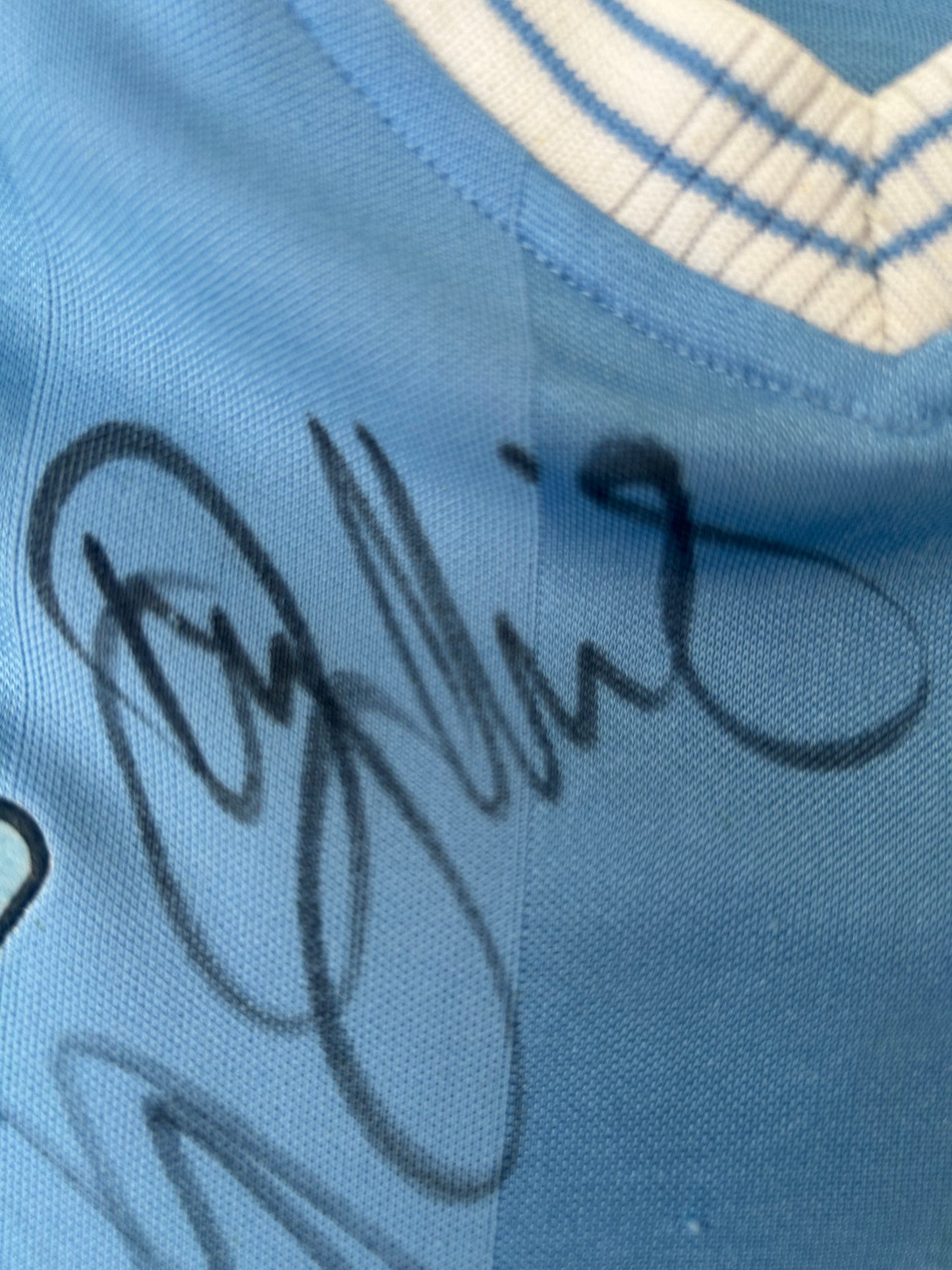 2003/4 Man City Home Football Shirt by Reebok, SIGNED by Danny Mills & David James, Size M