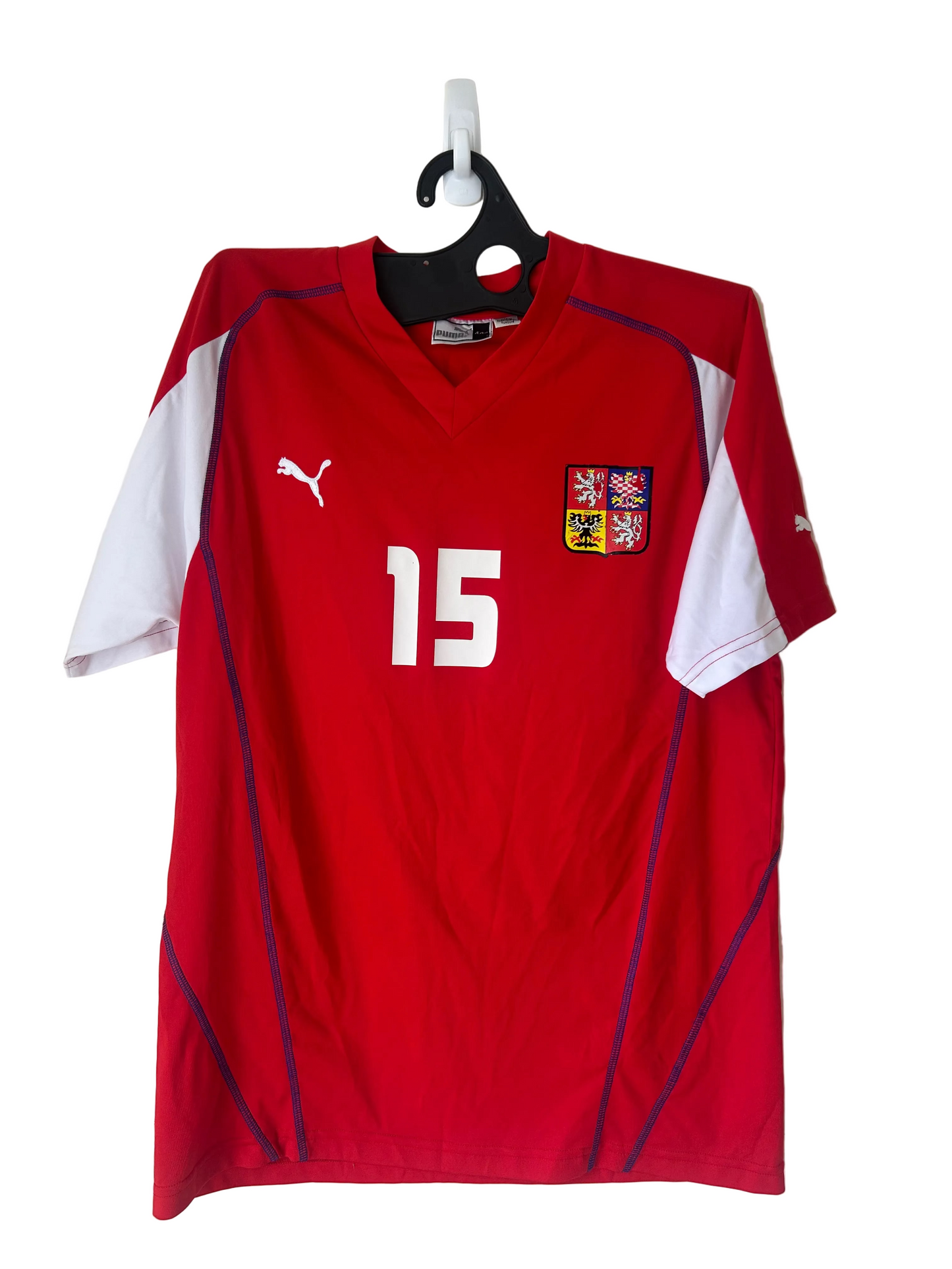 2003-2005 Czech Republic Home Football Shirt by Puma, #15 Baros, Size XXL
