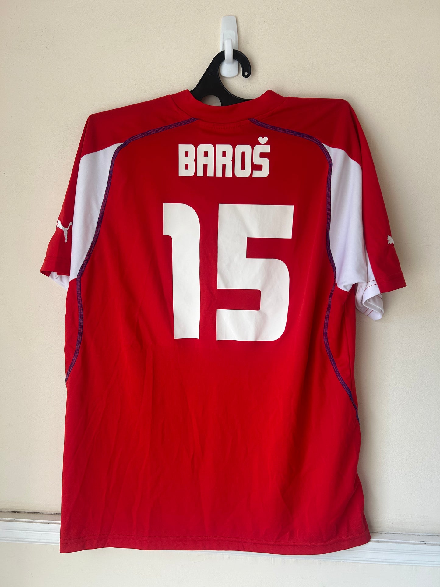 2003-2005 Czech Republic Home Football Shirt by Puma, #15 Baros, Size XXL