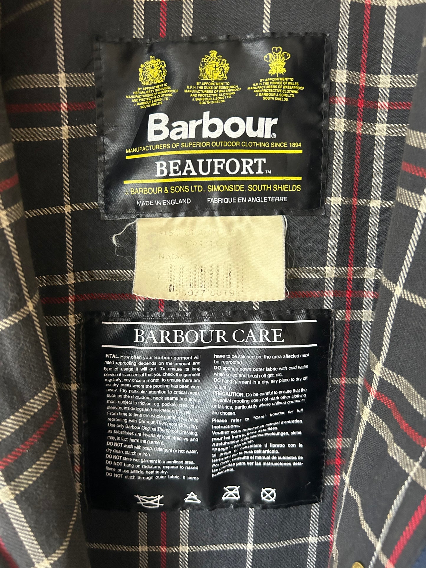 Barbour Beaufort Wax Jacket, Grey, Size 44” XL