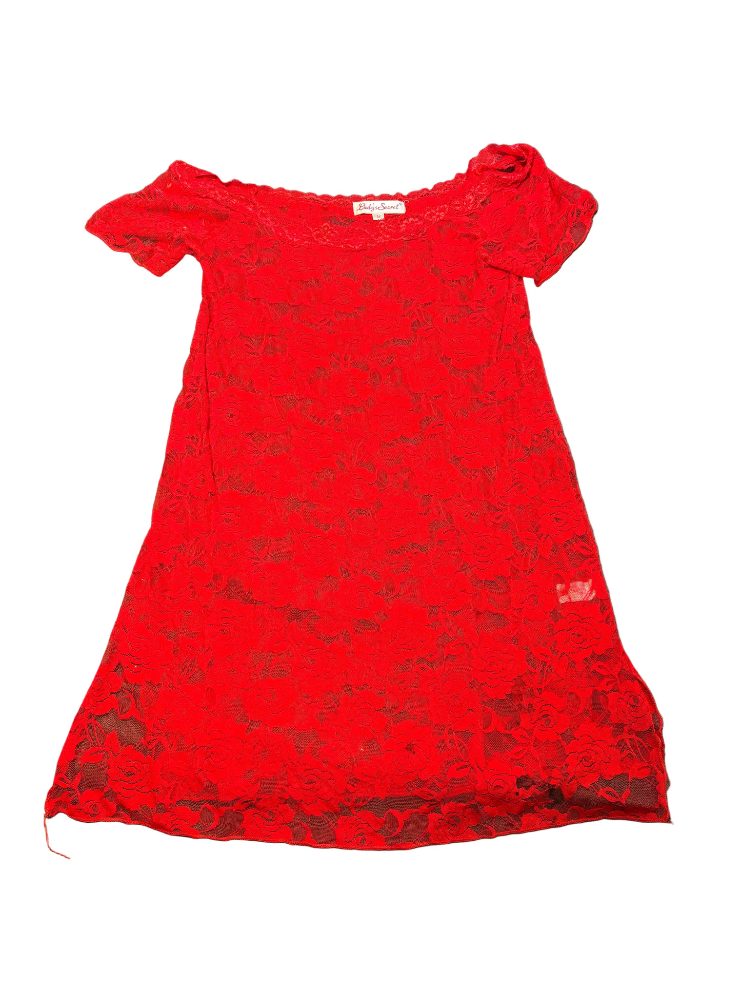 Vintage Ladies Y2K Red Lace Dress, M