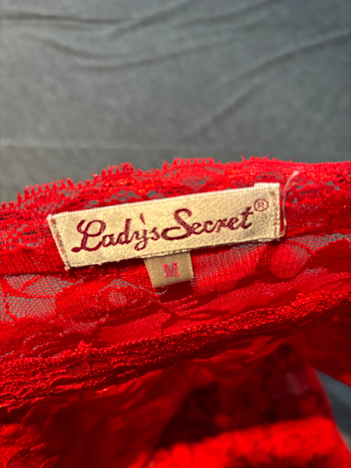 Vintage Ladies Y2K Red Lace Dress, M