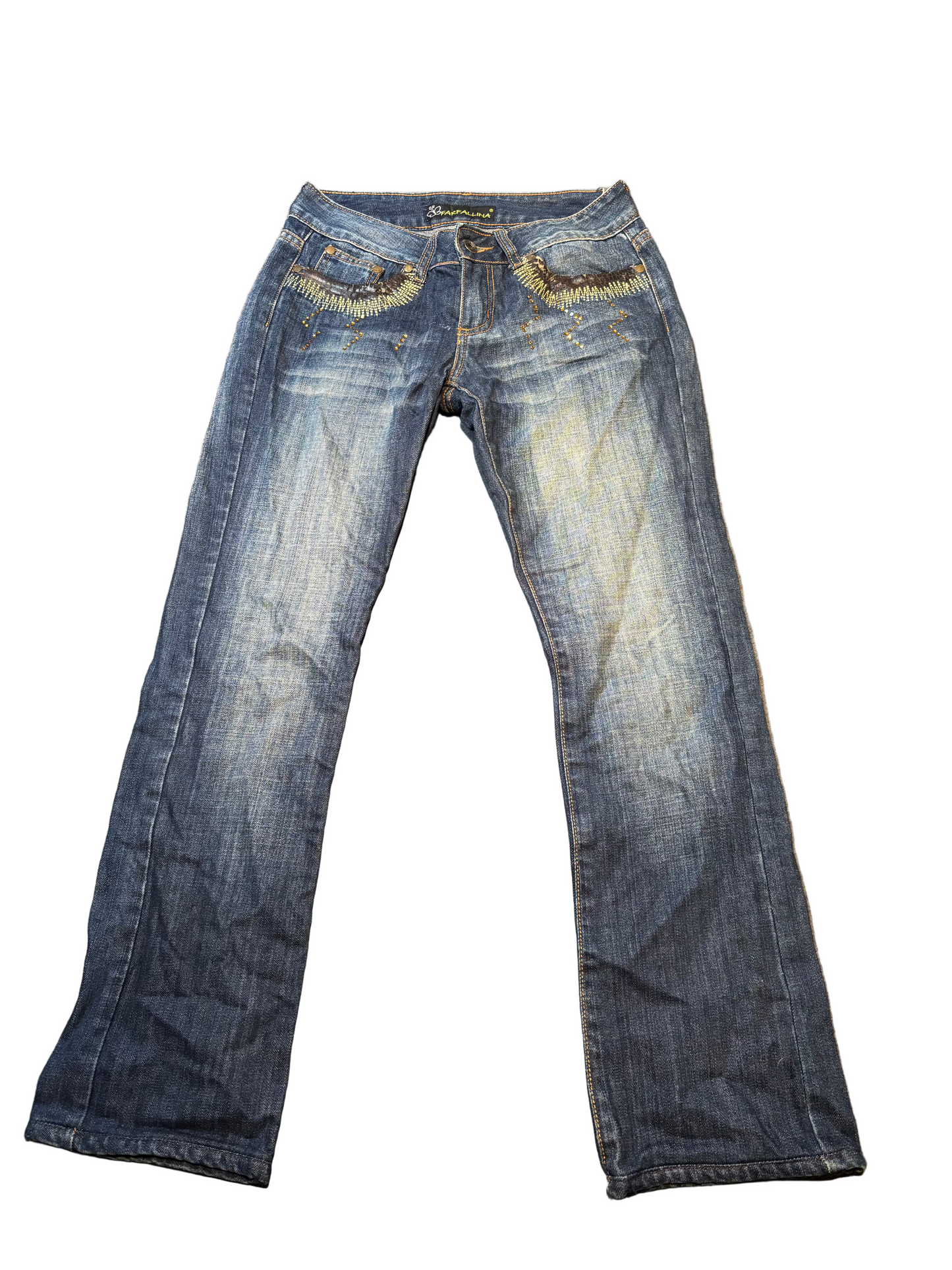 Y2K Ladies Rhinestone Jeans, W28 L30