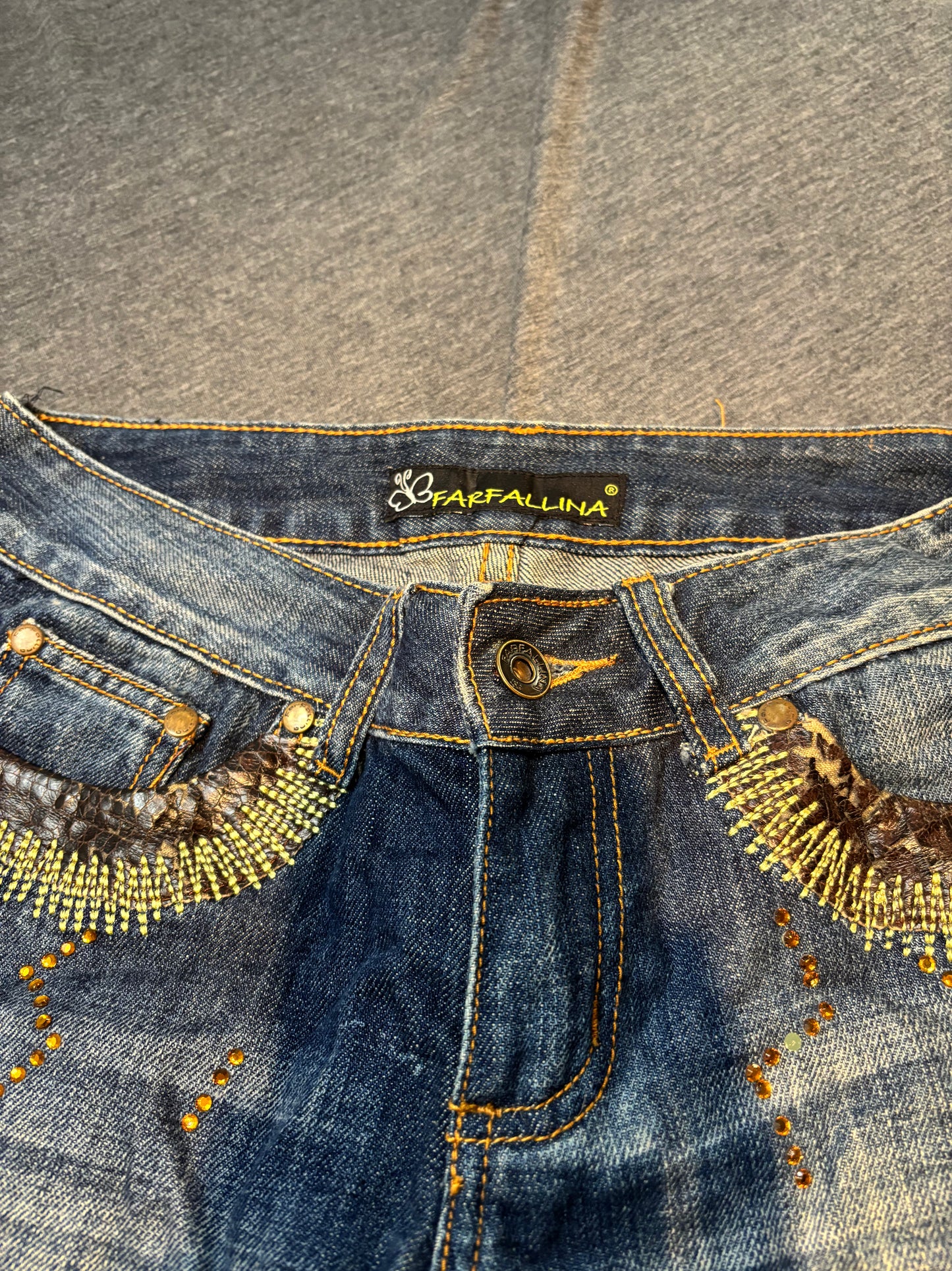 Y2K Ladies Rhinestone Jeans, W28 L30