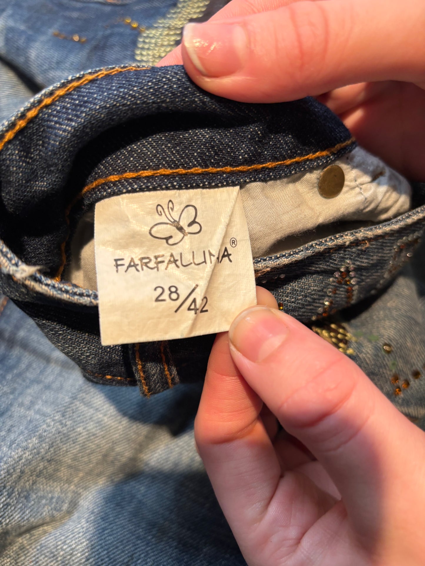 Y2K Ladies Rhinestone Jeans, W28 L30