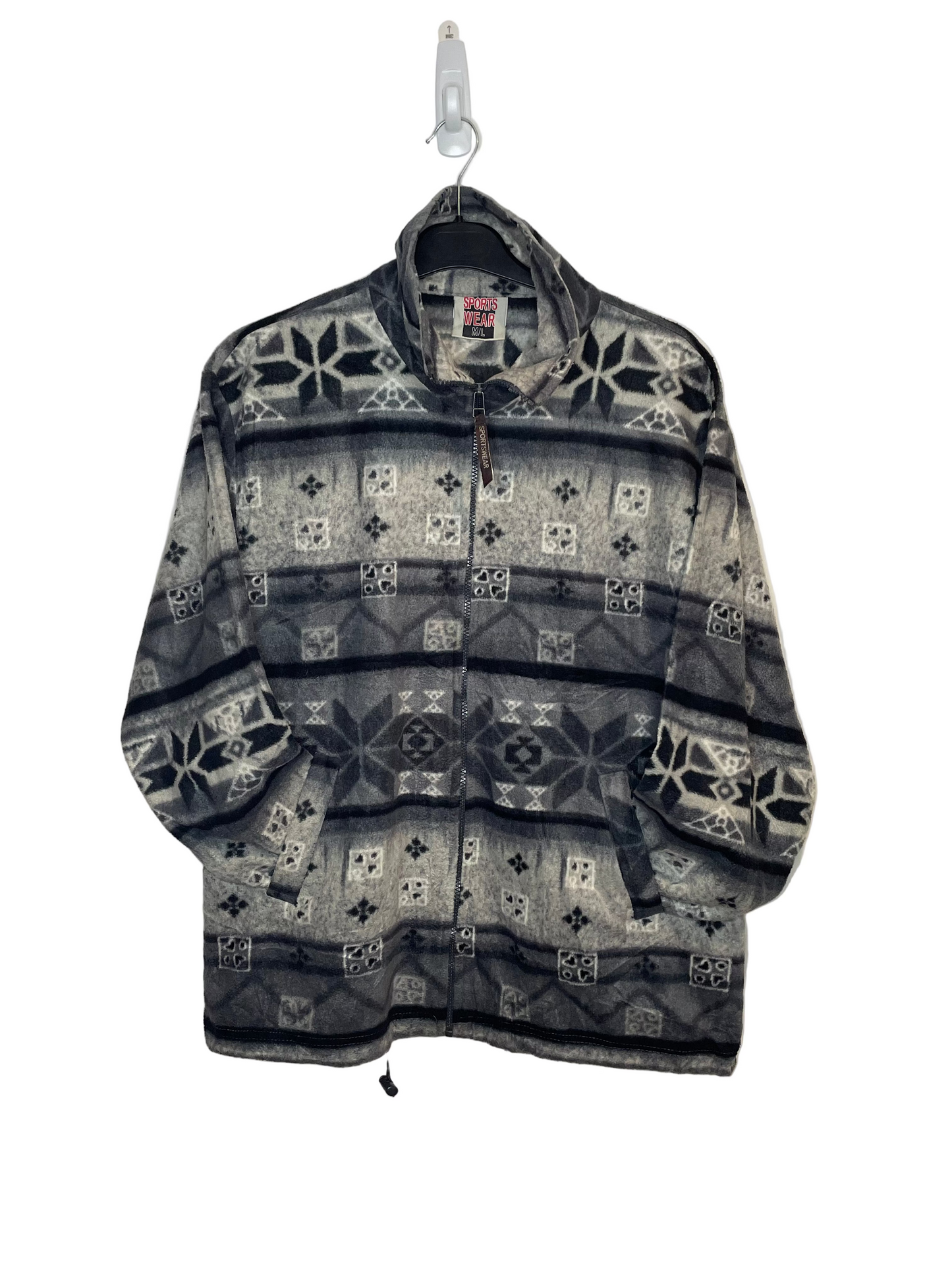 Patterned Zip Up Funky Fleece, front pockets. M/L