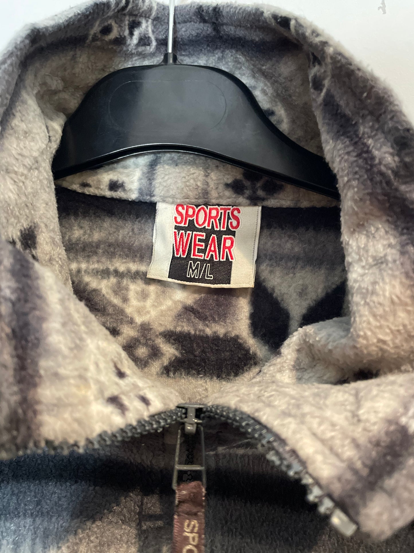 Patterned Zip Up Funky Fleece, front pockets. M/L